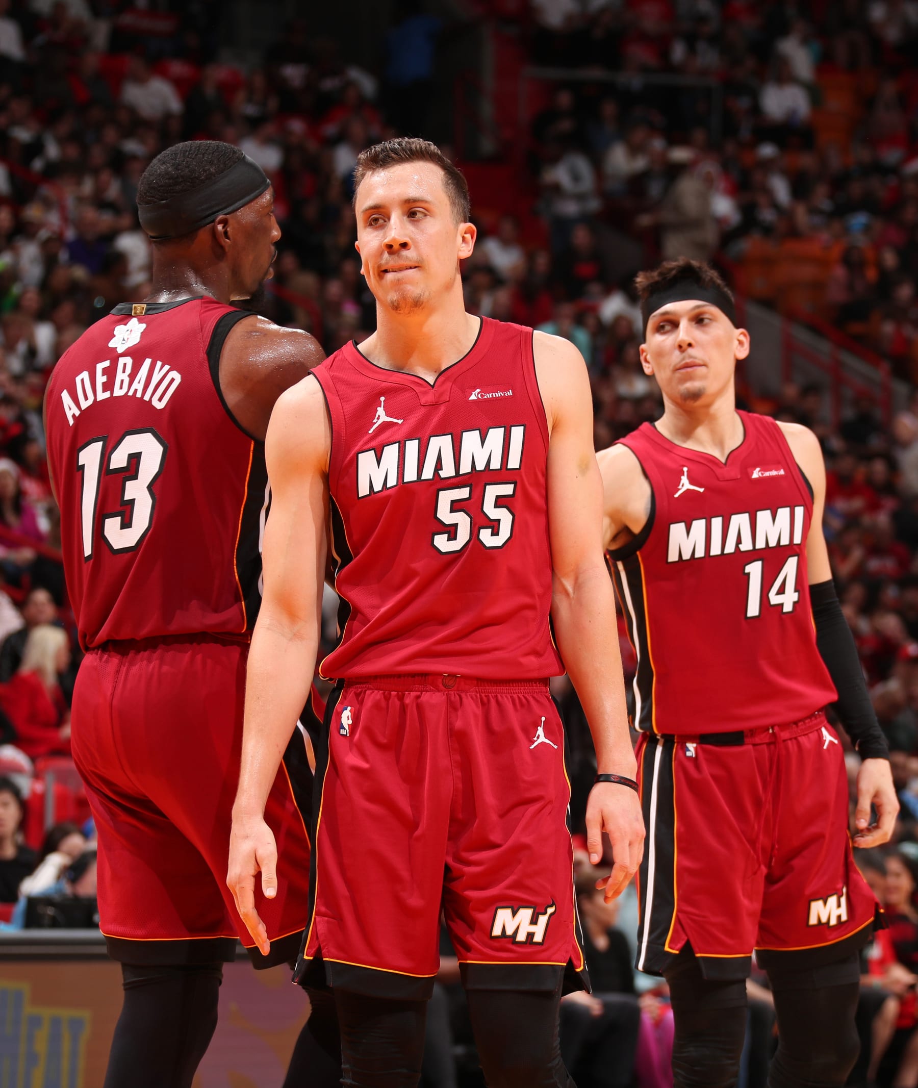 Bam Adebayo, Duncan Robinson and Tyler Herro