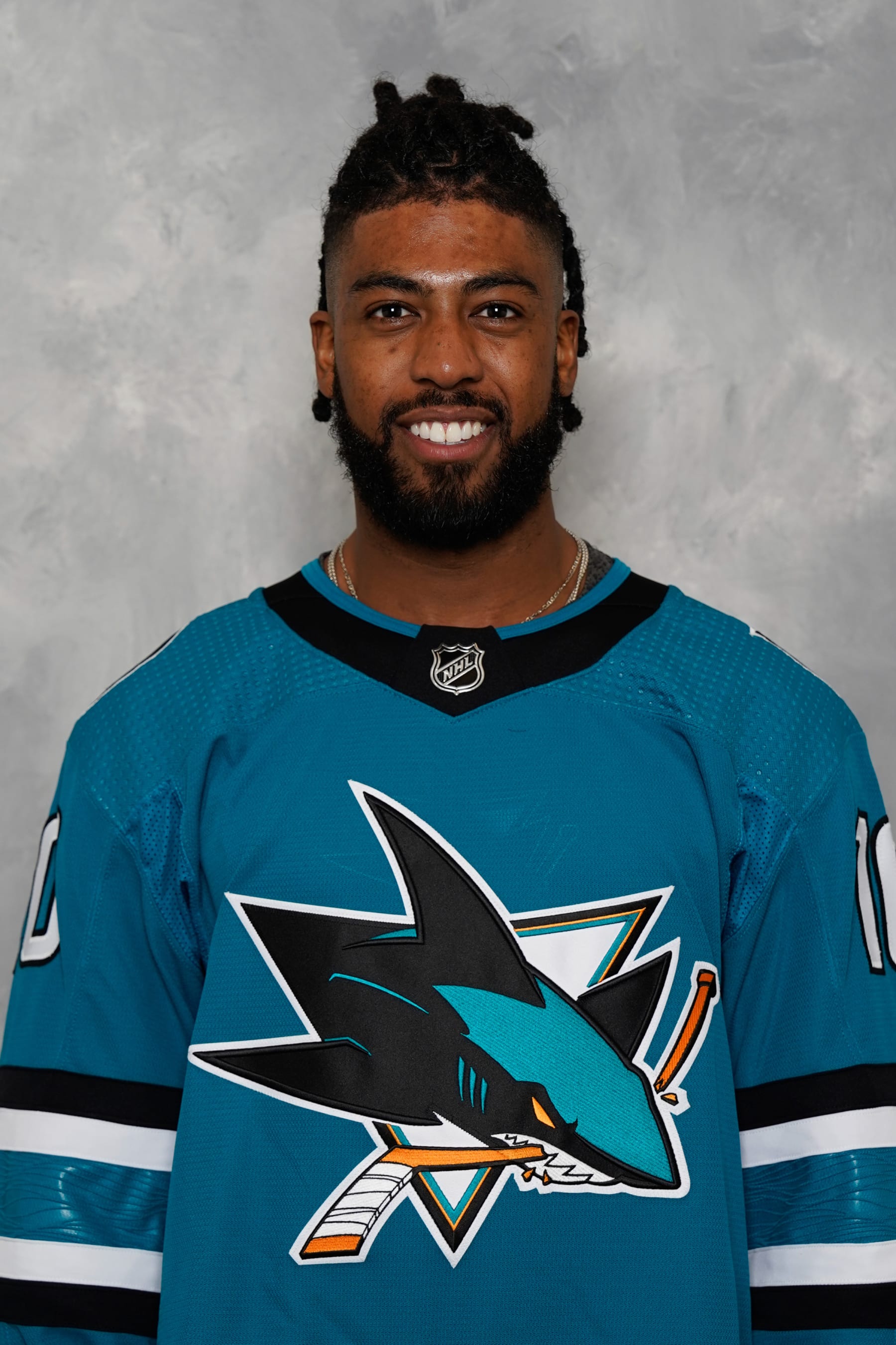 SAN JOSE, CALIFORNIA - SEPTEMBER 20:  Anthony Duclair of the San Jose Sharks poses for his official headshot for the 2023-2024 season at Tech CU Arena on September 20, 2023 in San Jose, California (Photo by Andreea Cardani/NHLI via Getty Images) *** LOCAL CAPTION ***
