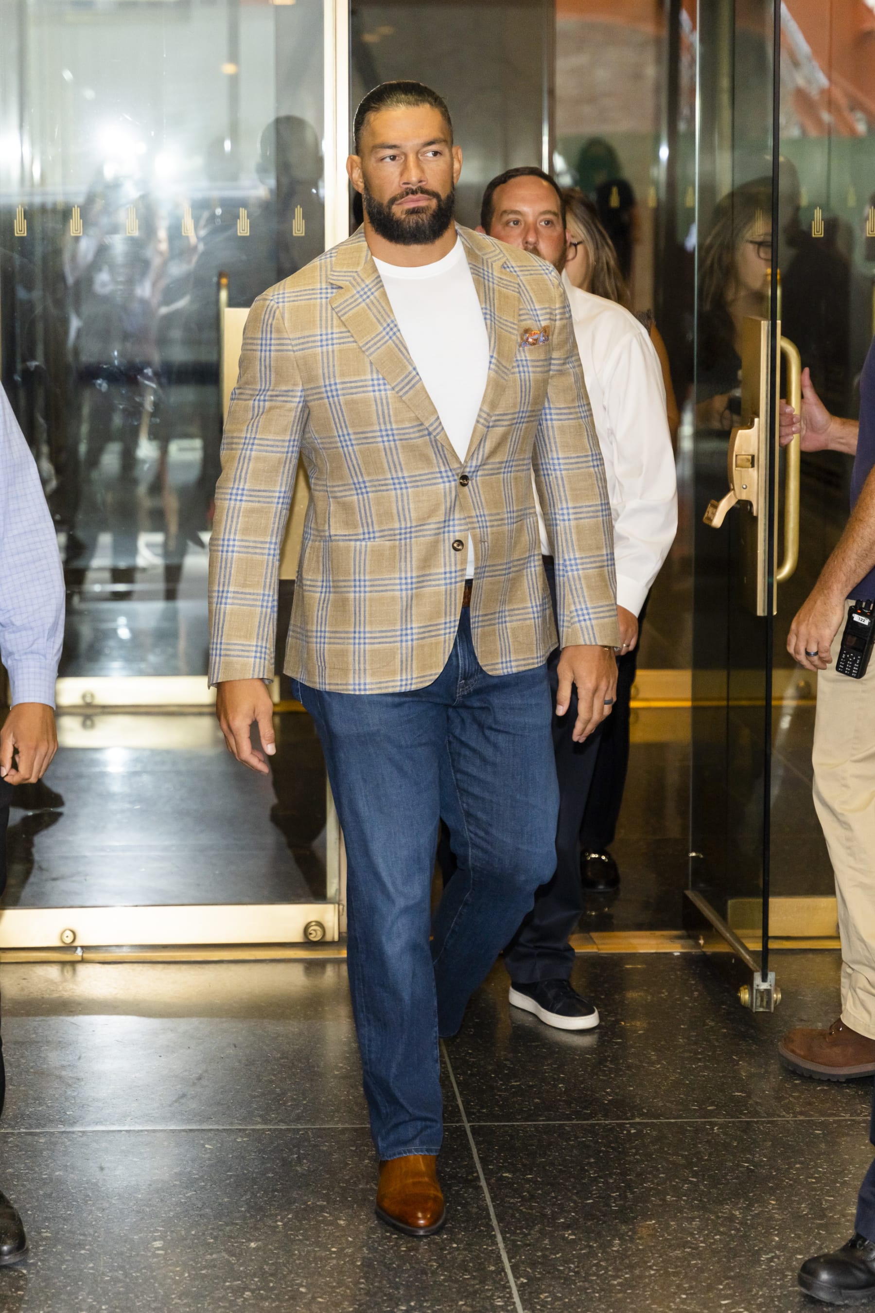 NEW YORK, NEW YORK - JULY 26: Roman Reigns is seen in Midtown on July 26, 2022 in New York City. (Photo by Gotham/GC Images)