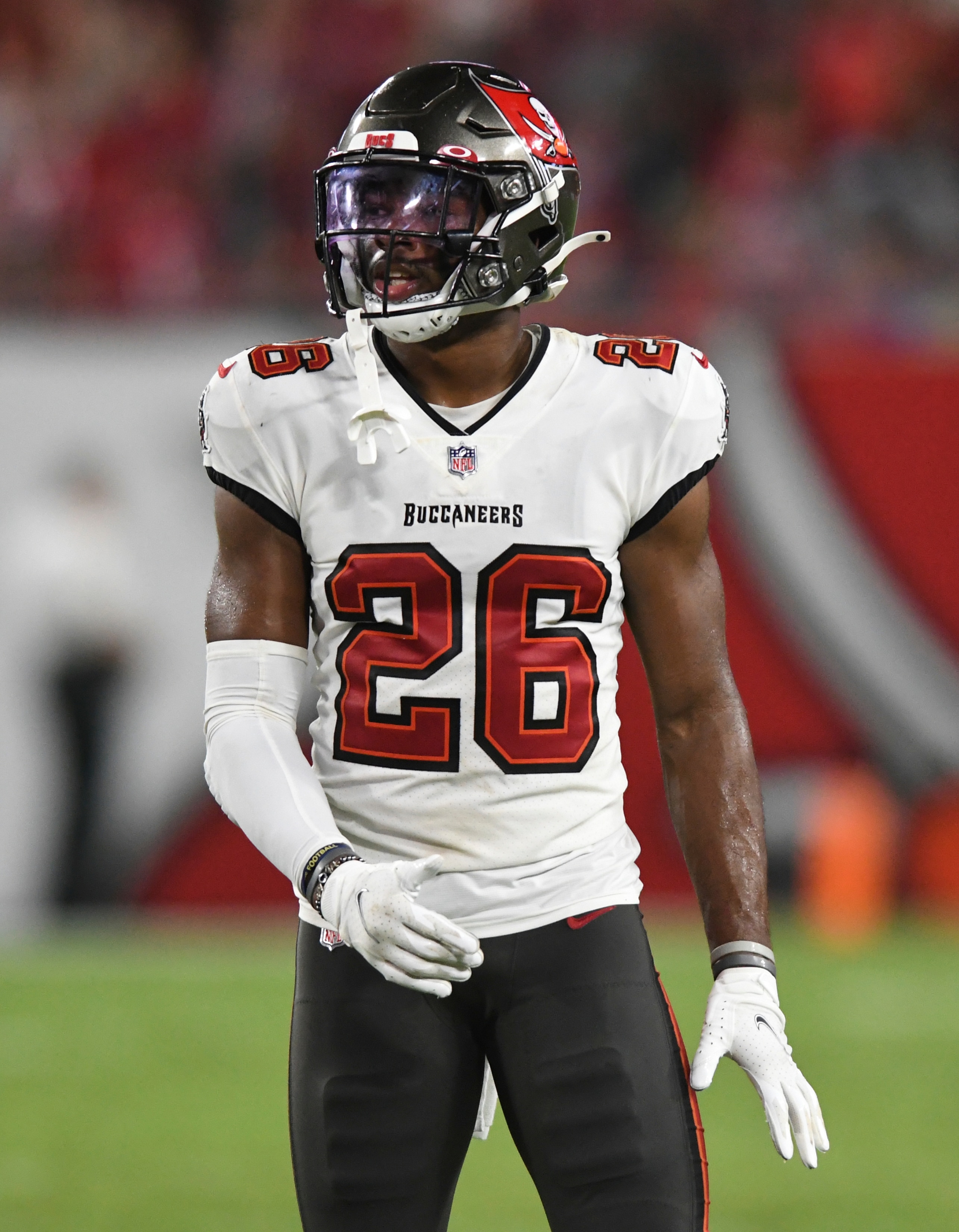 Tampa Bay Buccaneers cornerback Cameron Kinley during the second half of an NFL preseason football game against the Cincinnati Bengals Saturday, Aug. 14, 2021, in Tampa, Fla. (AP Photo/Jason Behnken)