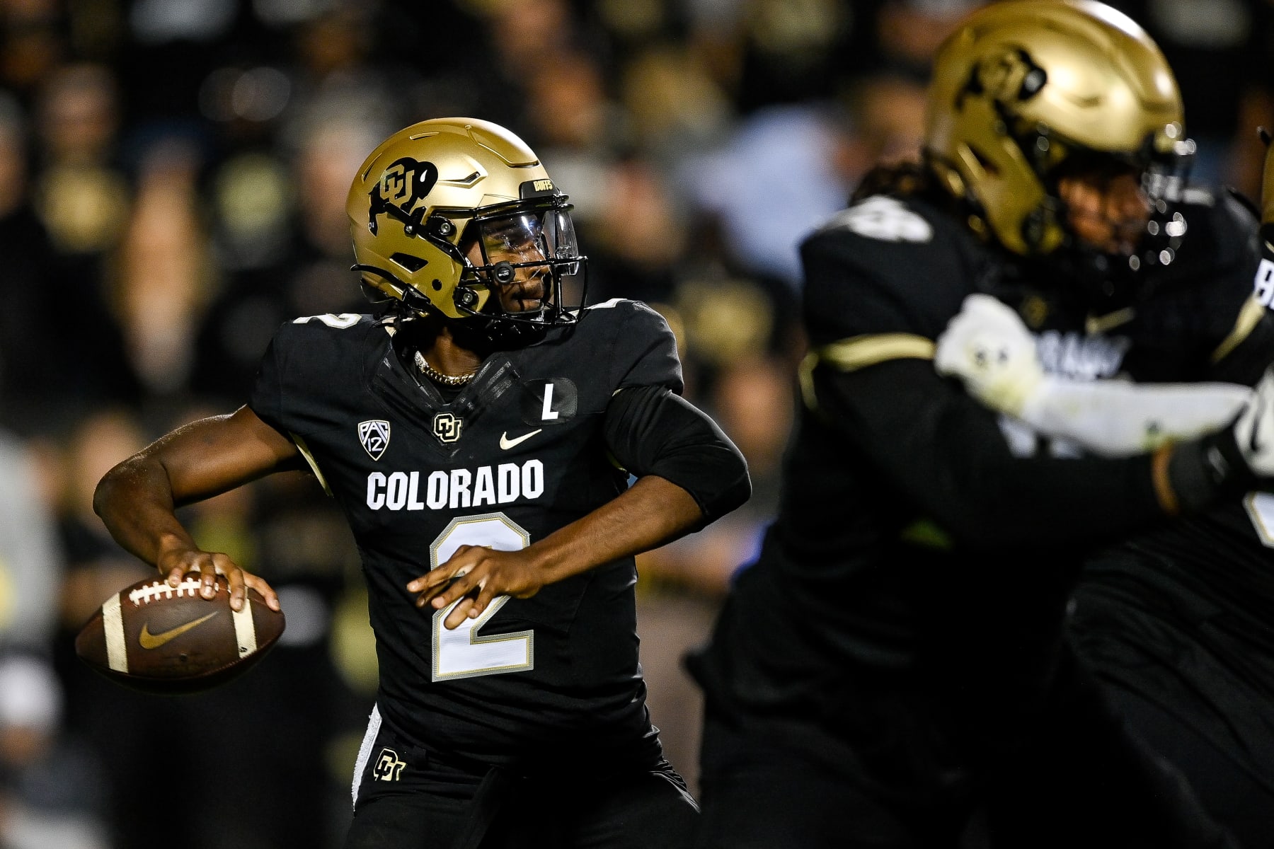 BOULDER, CO - SEPTEMBER 16:  Quarterback Shedeur Sanders #2 of the Colorado Buffaloes passes in the third quarter against the Colorado State Rams at Folsom Field on September 16, 2023 in Boulder, Colorado. (Photo by Dustin Bradford/Getty Images)