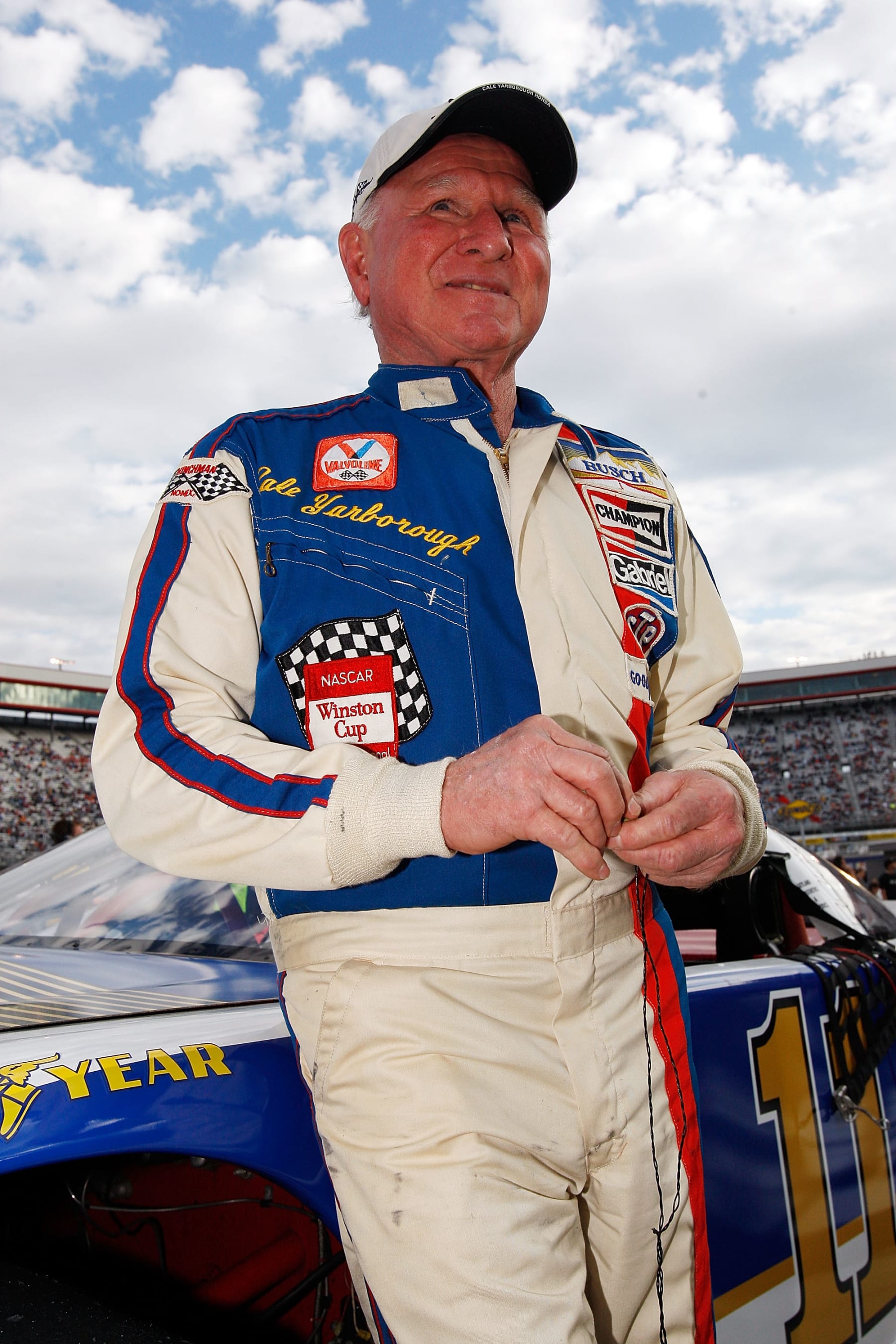 BRISTOL, TN - MARCH 21:  NASCAR legend Cale Yarborough stands next to his car prior to the start of the NASCAR Legends UARA Race at Bristol Motor Speedway on March 21, 2009 in Bristol, Tennessee.  (Photo by Chris Graythen/Getty Images for NASCAR)