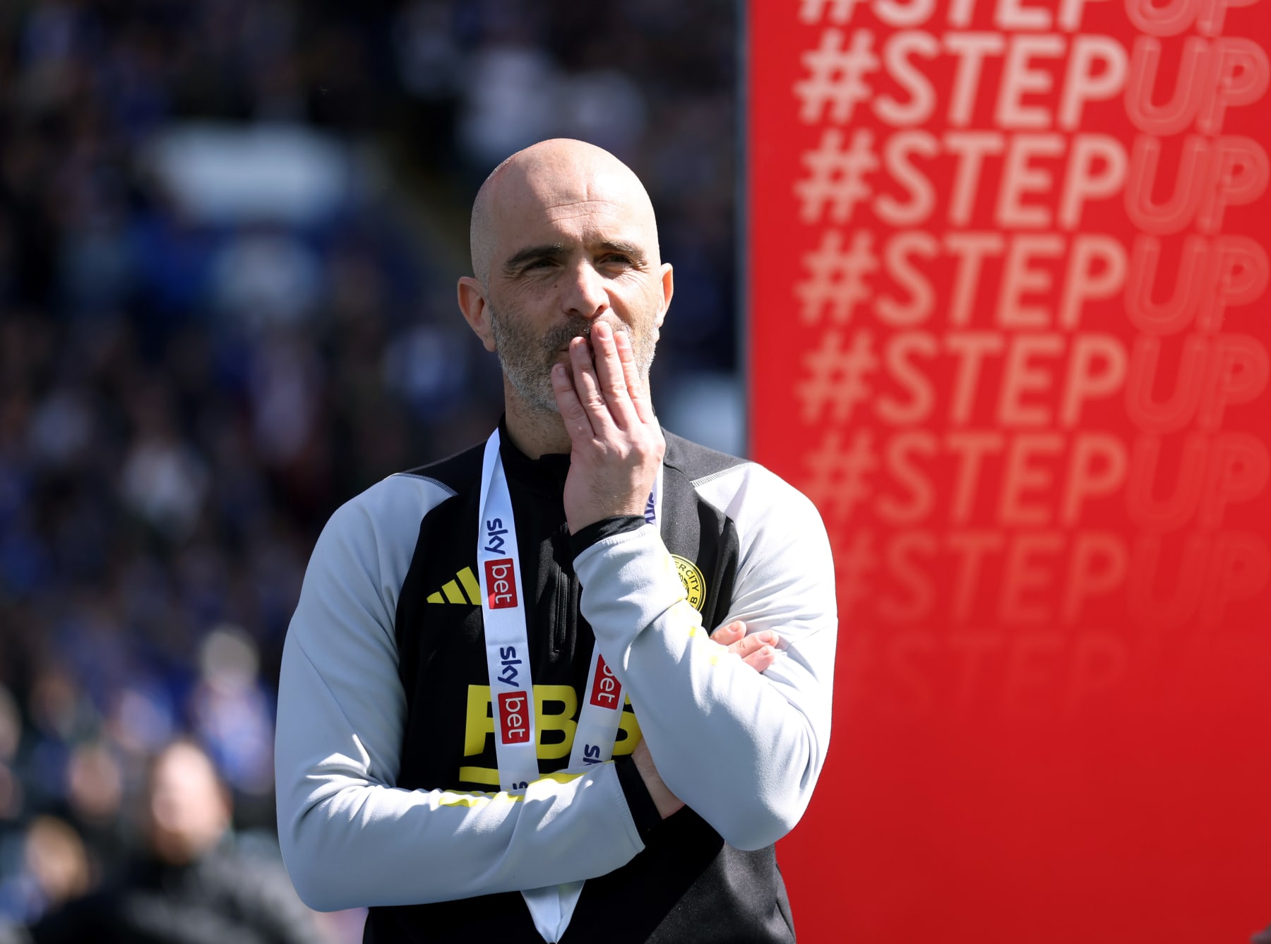 LEICESTER, ENGLAND - MAY 04: Enzo Maresca the head coach / manager of Leicester City after  the Sky Bet Championship match between Leicester City and Blackburn Rovers at The King Power Stadium on May 04, 2024 in Leicester, England. (Photo by Catherine Ivill - AMA/Getty Images)