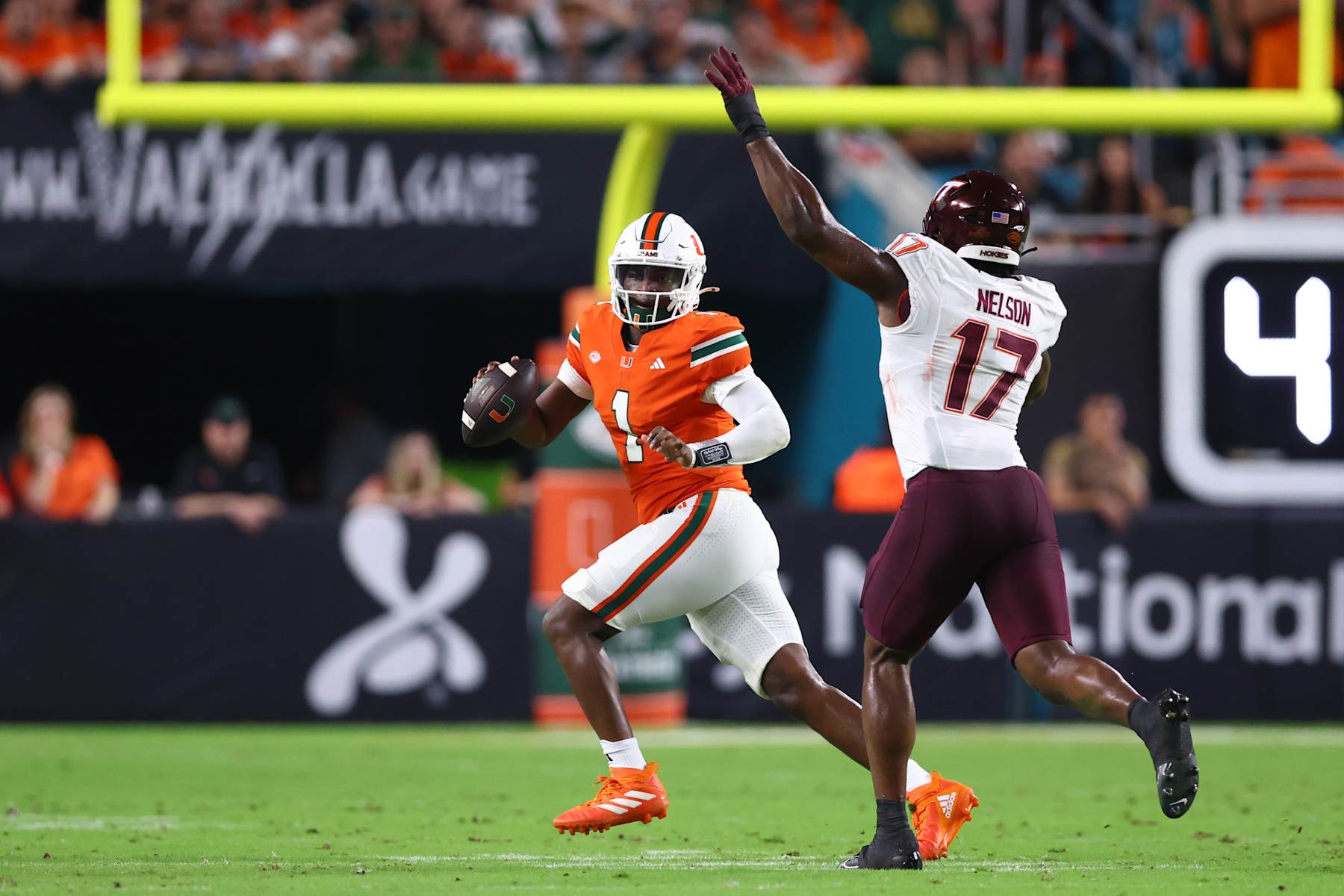 Cam Ward #1 of the Miami Hurricanes