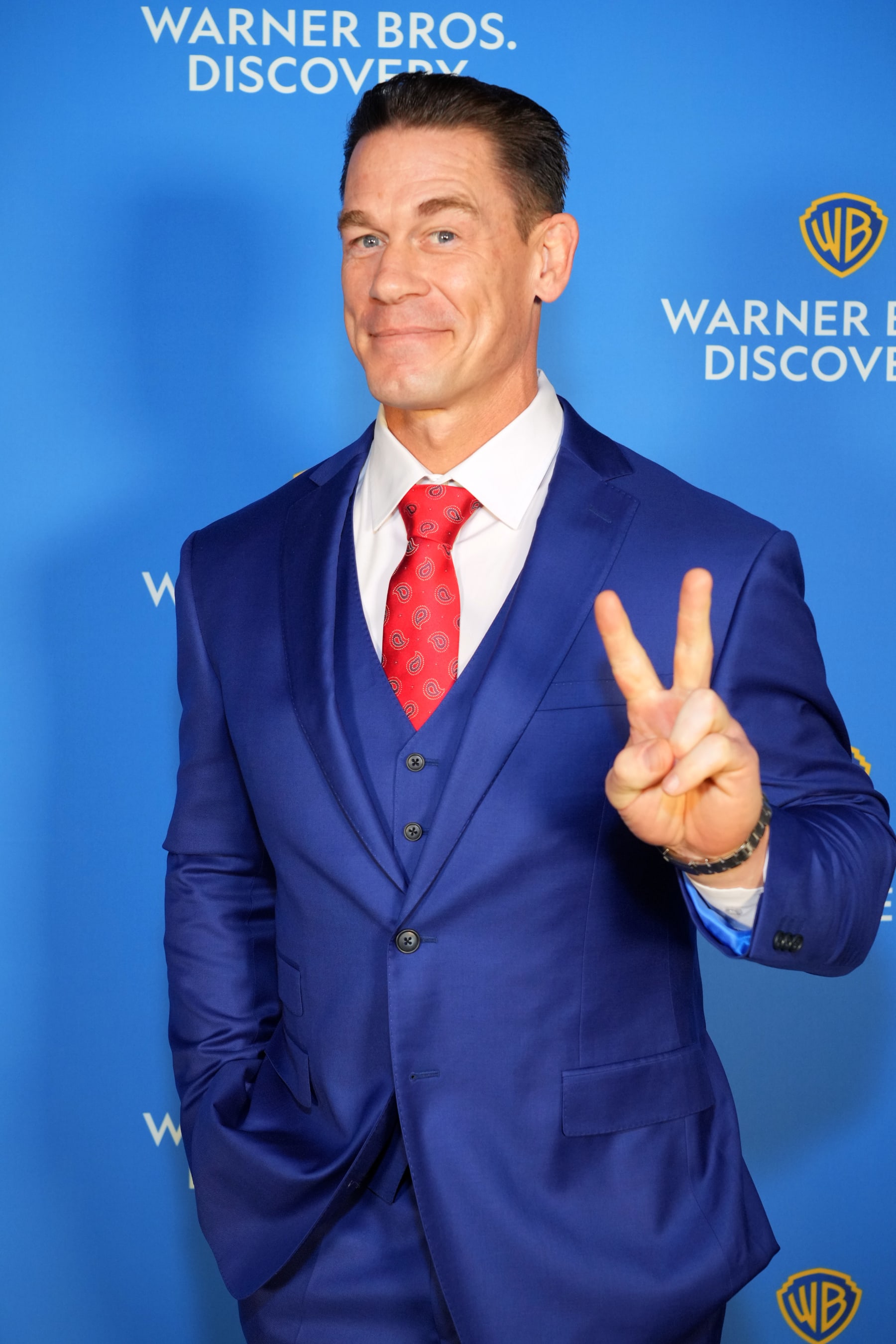 NEW YORK, NEW YORK - MAY 18: John Cena, Wipeout on TBS and Peacemaker on HBO Max attends the Warner Bros. Discovery Upfront 2022 arrivals on the red carpet at The Theater at Madison Square Garden on May 18, 2022 in New York City. (Photo by Kevin Mazur/Getty Images for Warner Bros. Discovery)