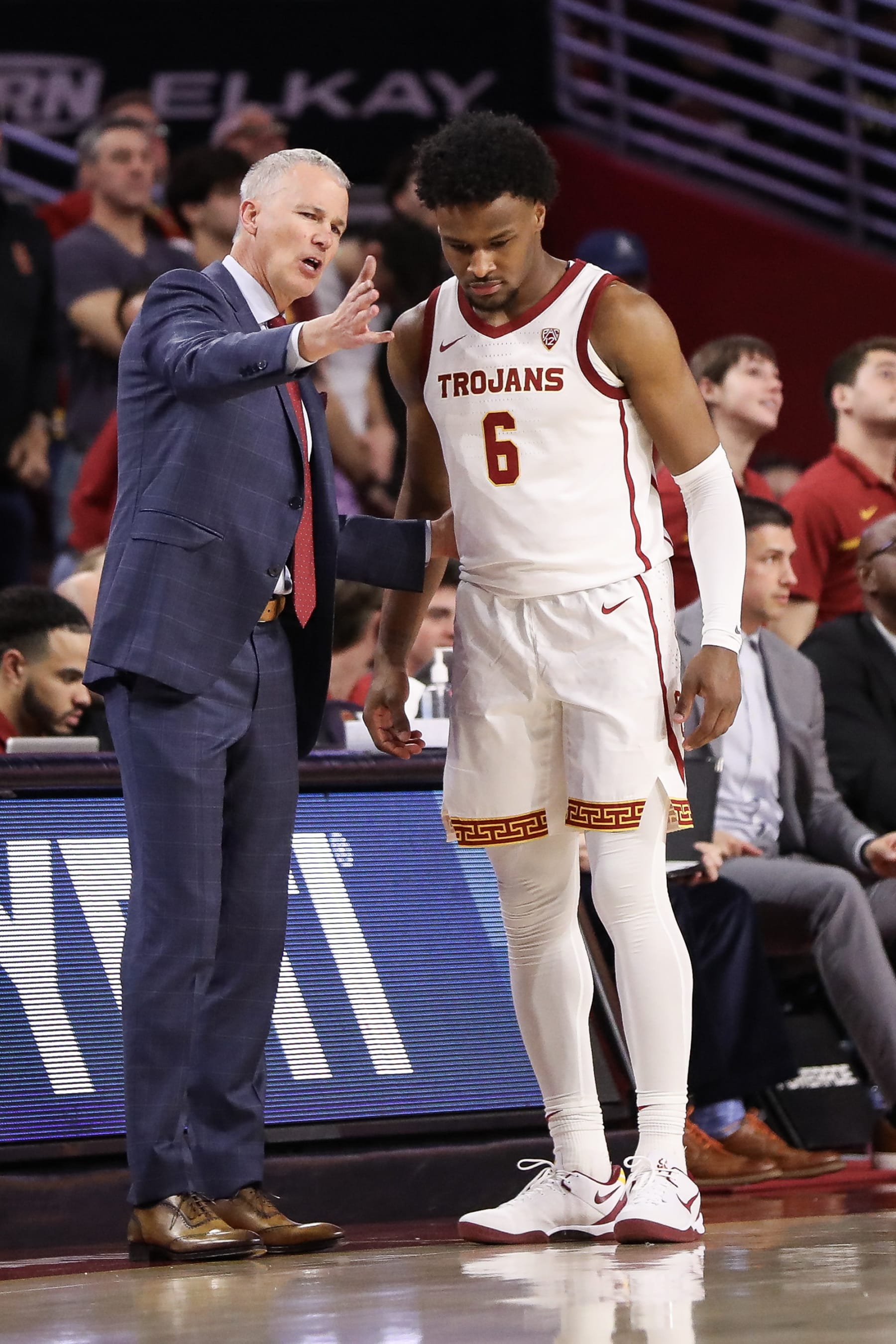 USC's Bronny James and Andy Enfield