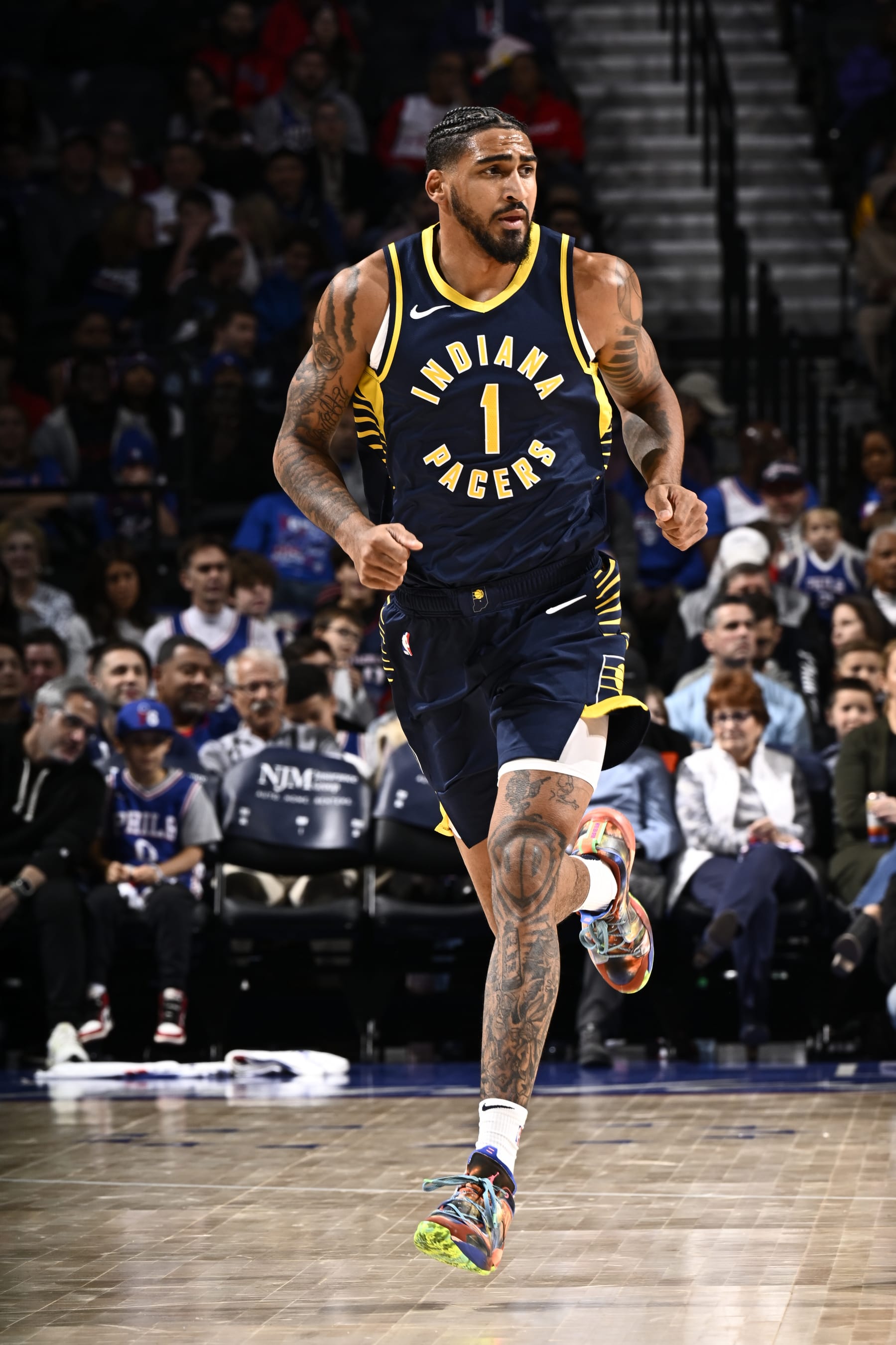 PHILADELPHIA, PA - NOVEMBER 12: Obi Toppin #1 of the Indiana Pacers looks on during the game against the Philadelphia 76ers on November 12, 2023 at the Wells Fargo Center in Philadelphia, Pennsylvania NOTE TO USER: User expressly acknowledges and agrees that, by downloading and/or using this Photograph, user is consenting to the terms and conditions of the Getty Images License Agreement. Mandatory Copyright Notice: Copyright 2023 NBAE (Photo by David Dow/NBAE via Getty Images)