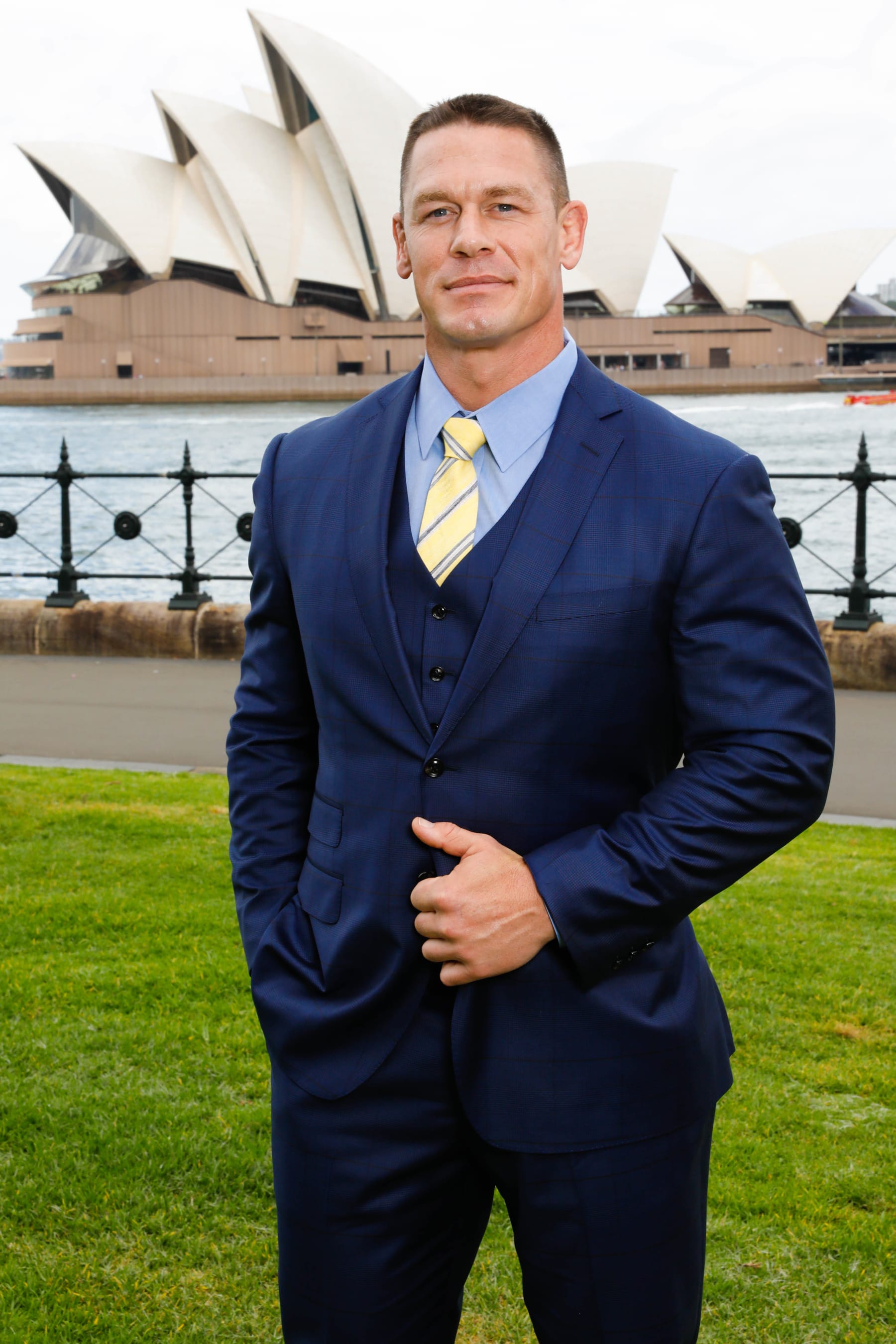 John Cena poses for a photo in front of the iconic Sydney Opera House. He is town to promote his new film Ferdinand.