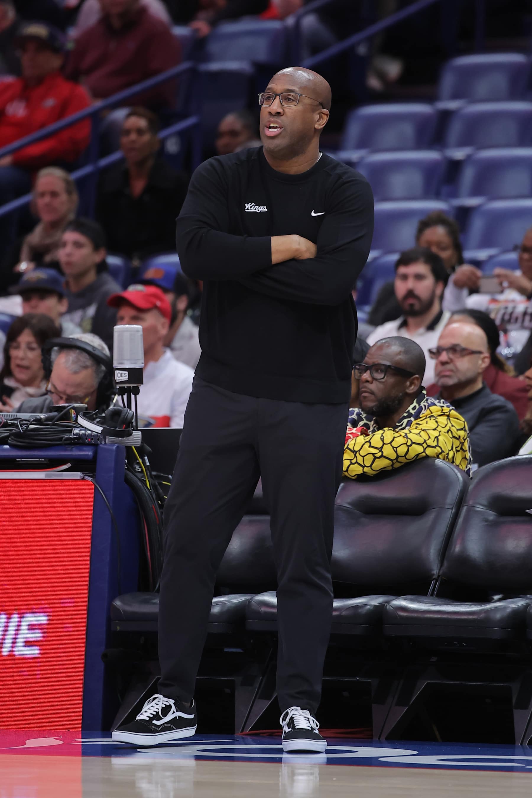 NEW ORLEANS, LOUISIANA - DECEMBER 12: Head coach Mike Brown of the Sacramento Kings reacts against the New Orleans Pelicans during a game at the Smoothie King Center on December 12, 2024 in New Orleans, Louisiana. NOTE TO USER: User expressly acknowledges and agrees that, by downloading and or using this Photograph, user is consenting to the terms and conditions of the Getty Images License Agreement. (Photo by Jonathan Bachman/Getty Images)