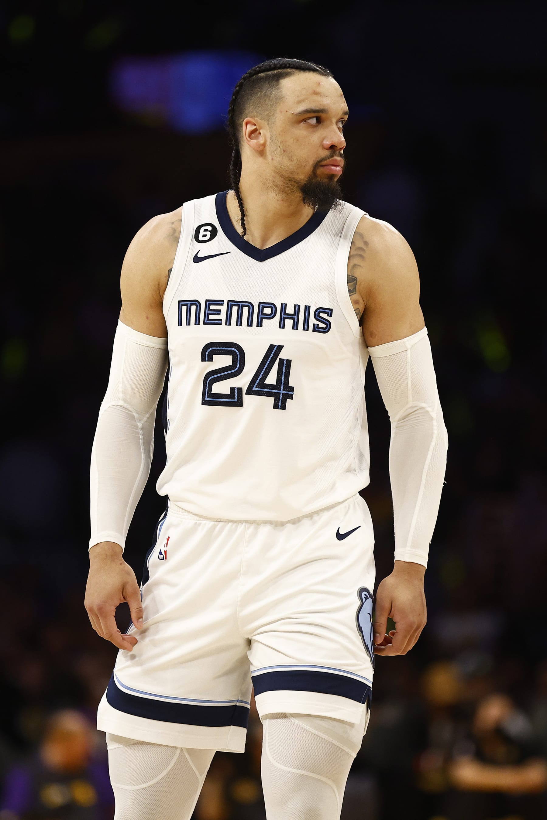 LOS ANGELES, CALIFORNIA - APRIL 28: Dillon Brooks #24 of the Memphis Grizzlies in the second half against the Los Angeles Lakers in Game Six of the Western Conference First Round Playoffs at Crypto.com Arena on April 28, 2023 in Los Angeles, California. NOTE TO USER: User expressly acknowledges and agrees that, by downloading and/or using this photograph, user is consenting to the terms and conditions of the Getty Images License Agreement. (Photo by Ronald Martinez/Getty Images) LOS ANGELES, CALIFORNIA - APRIL 28: Dillon Brooks #24 of the Memphis Grizzlies in the second half against the Los Angeles Lakers in Game Six of the Western Conference First Round Playoffs at Crypto.com Arena on April 28, 2023 in Los Angeles, California. NOTE TO USER: User expressly acknowledges and agrees that, by downloading and/or using this photograph, user is consenting to the terms and conditions of the Getty Images License Agreement. (Photo by Ronald Martinez/Getty Images)