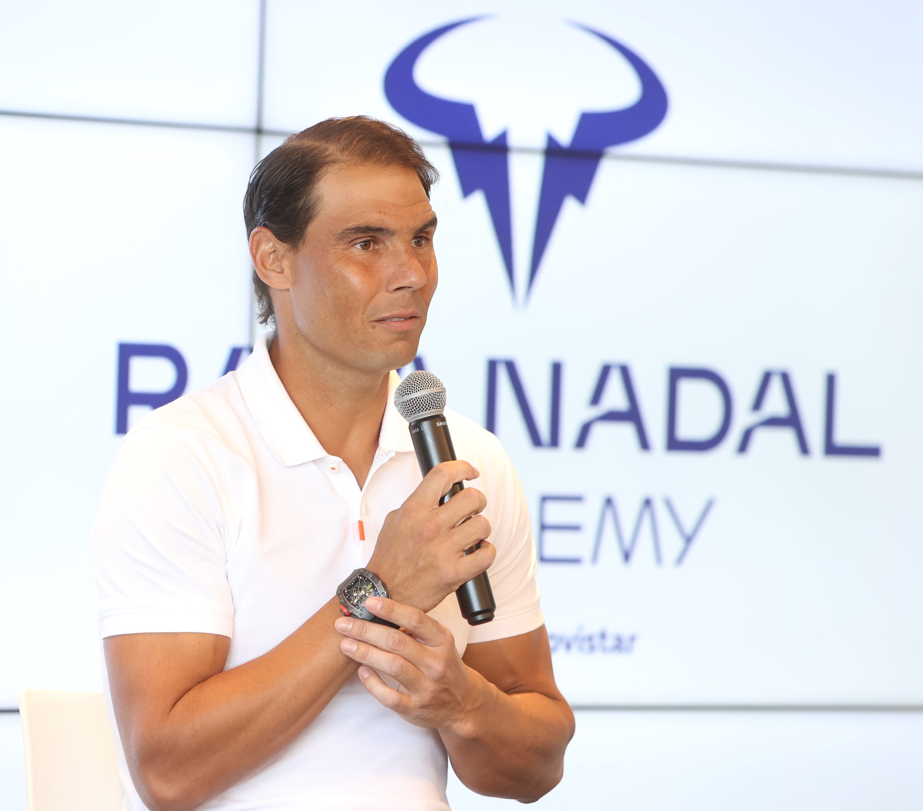 MANACOR, MAJORCA BALEARIC ISLAN, SPAIN - MAY 18: Tennis player Rafael Nadal during a press conference at the Rafa Nadal Academy by Movistar, on 18 May, 2023 in Manacor, Mallorca, Balearic Islands, Spain. Nadal has confirmed that he will not attend the Roland Garros tournament to be held in Paris from May 22 to June 11 in order to recover from the muscle injury he suffered in Australia last January. In addition, during the press conference he has informed his intention that 2024 will be the 'last year' of his professional career as a tennis player. (Photo By Isaac Buj/Europa Press via Getty Images)