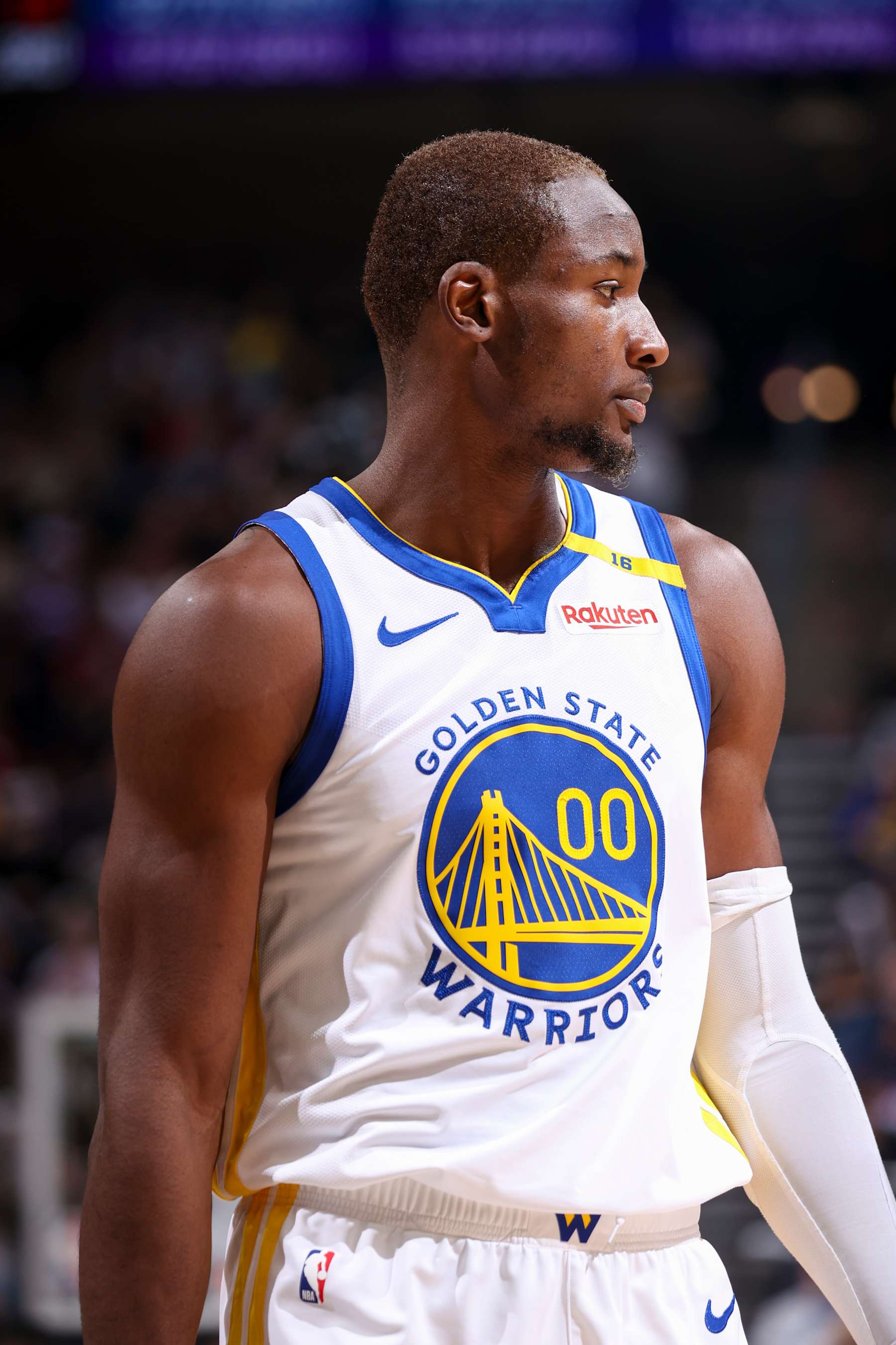 SALT LAKE CITY, UT - OCTOBER 25: Jonathan Kuminga #00 of the Golden State Warriors looks on during the game on October 25, 2024 at Delta Center in Salt Lake City, Utah. NOTE TO USER: User expressly acknowledges and agrees that, by downloading and or using this Photograph, User is consenting to the terms and conditions of the Getty Images License Agreement. Mandatory Copyright Notice: Copyright 2024 NBAE (Photo by Melissa Majchrzak/NBAE via Getty Images)