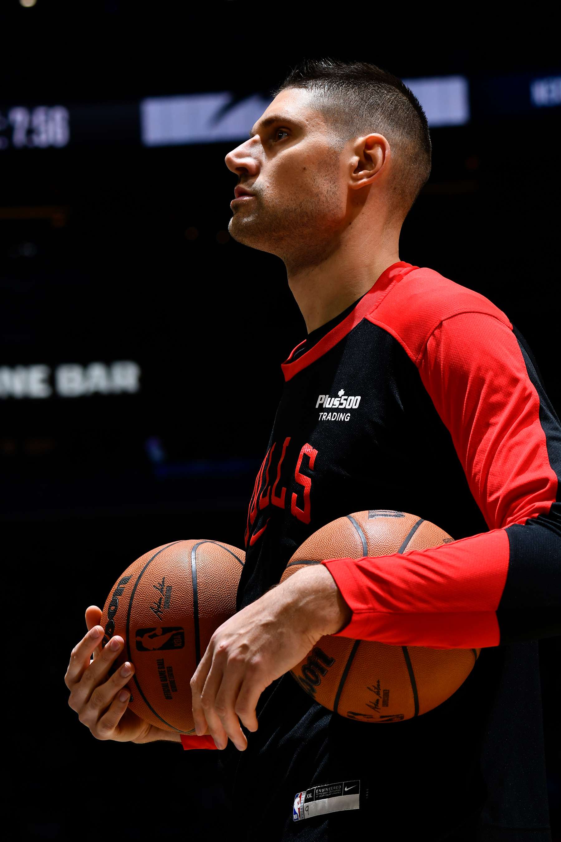 ORLANDO, FL - NOVEMBER 27: Nikola Vucevic #9 of the Chicago Bulls looks on before the game against the Orlando Magic on November 27, 2024 at Kia Center in Orlando, Florida. NOTE TO USER: User expressly acknowledges and agrees that, by downloading and or using this photograph, User is consenting to the terms and conditions of the Getty Images License Agreement. Mandatory Copyright Notice: Copyright 2024 NBAE (Photo by Fernando Medina/NBAE via Getty Images)