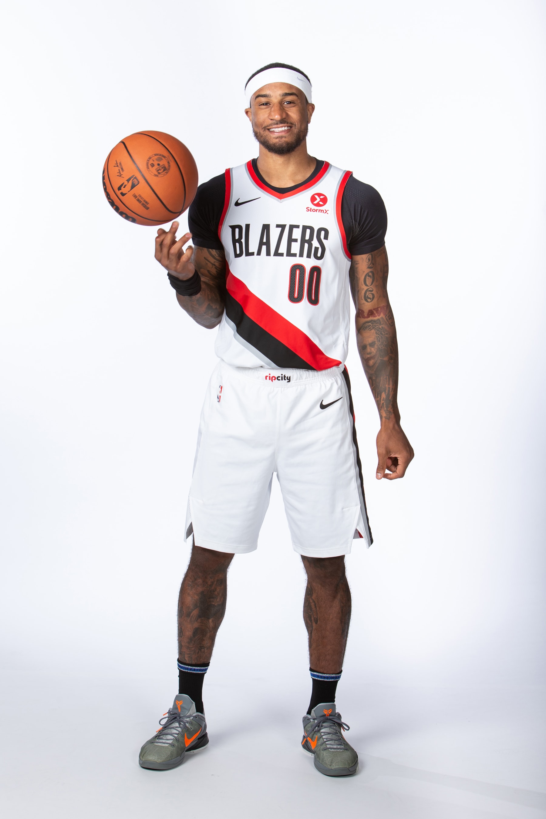 PORTLAND, OR - July 7: Gary Payton II of the Portland Trail Blazers poses for a portrait on July 7, 2022 in Portland, Oregon. NOTE TO USER: User expressly acknowledges and agrees that, by downloading and or using this photograph, user is consenting to the terms and conditions of the Getty Images License Agreement. Mandatory Copyright Notice: Copyright 2022 NBAE (Photo by Sam Forencich/NBAE via Getty Images)
