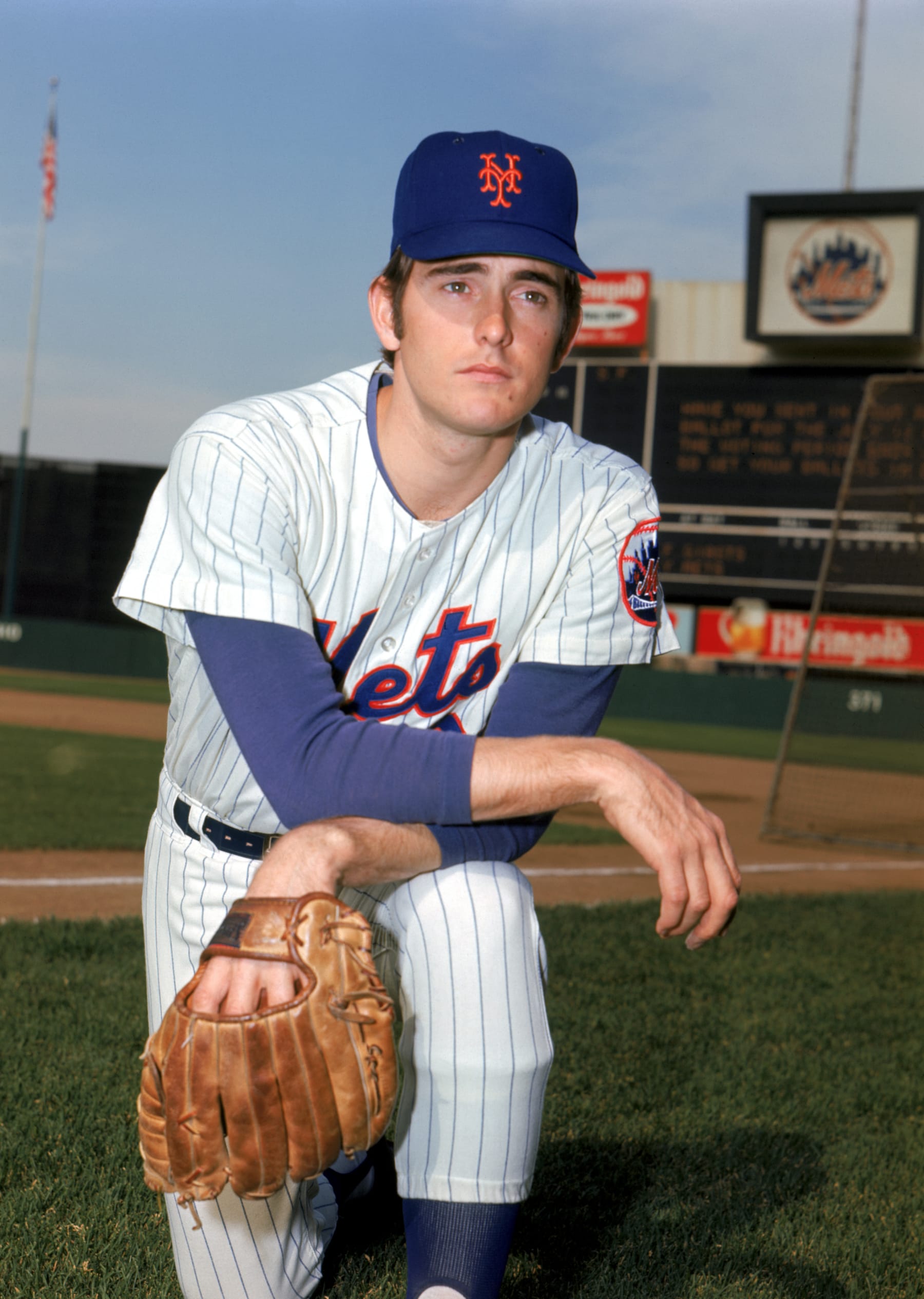 FLUSHING, NY - UNDATED:  Pitcher Nolan Ryan #30 of the New York Mets poses for a portrait circa 1966-71 at Shea Stadium in Flushing, New York. (Photo by Louis Requena/MLB via Getty Images)