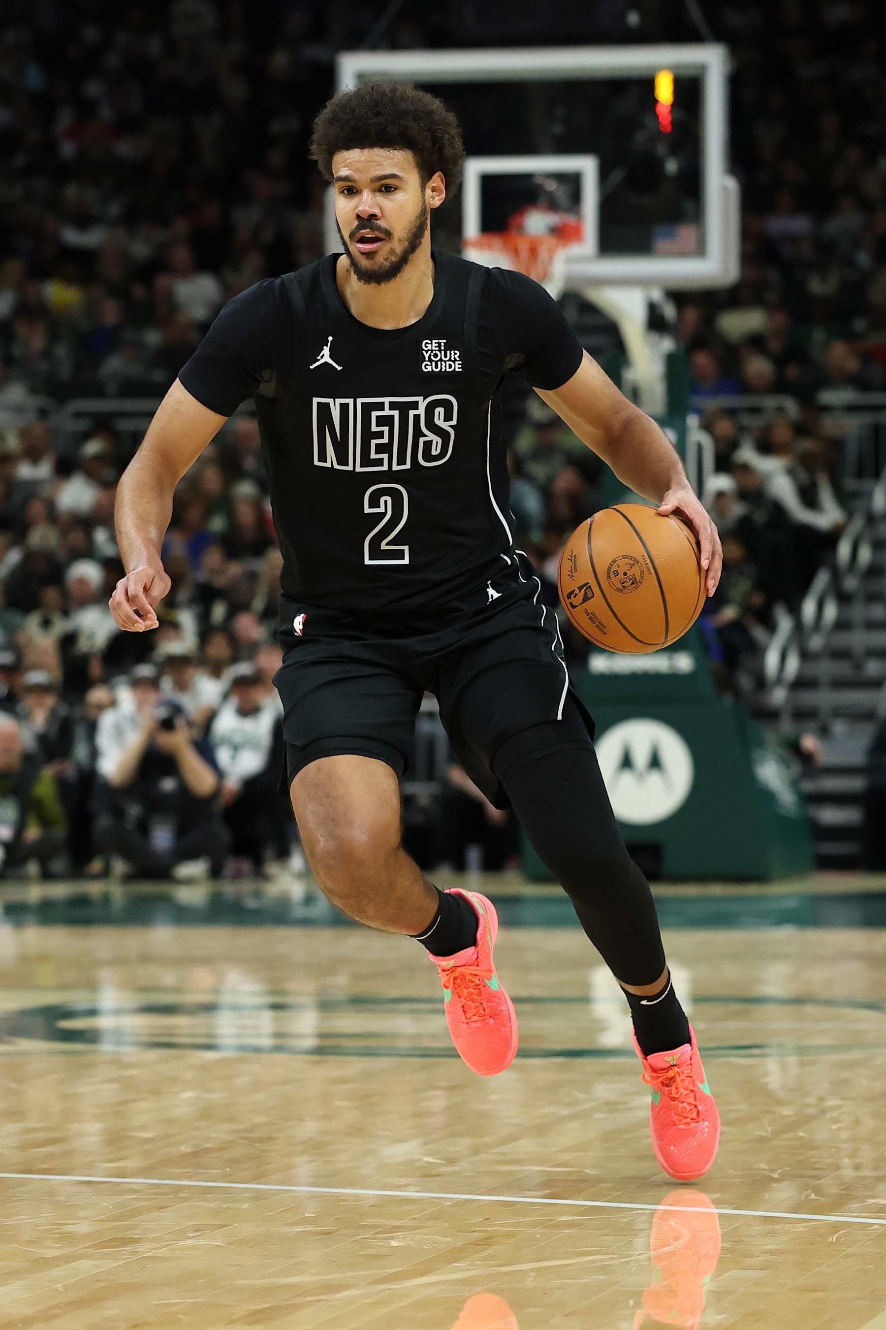MILWAUKEE, WISCONSIN - JANUARY 02: Cameron Johnson #2 of the Brooklyn Nets handles the ball during a game against the Milwaukee Bucks at Fiserv Forum on January 02, 2025 in Milwaukee, Wisconsin. The Nets defeated the Bucks 113-110. NOTE TO USER: User expressly acknowledges and agrees that, by downloading and or using this photograph, User is consenting to the terms and conditions of the Getty Images License Agreement. (Photo by Stacy Revere/Getty Images)