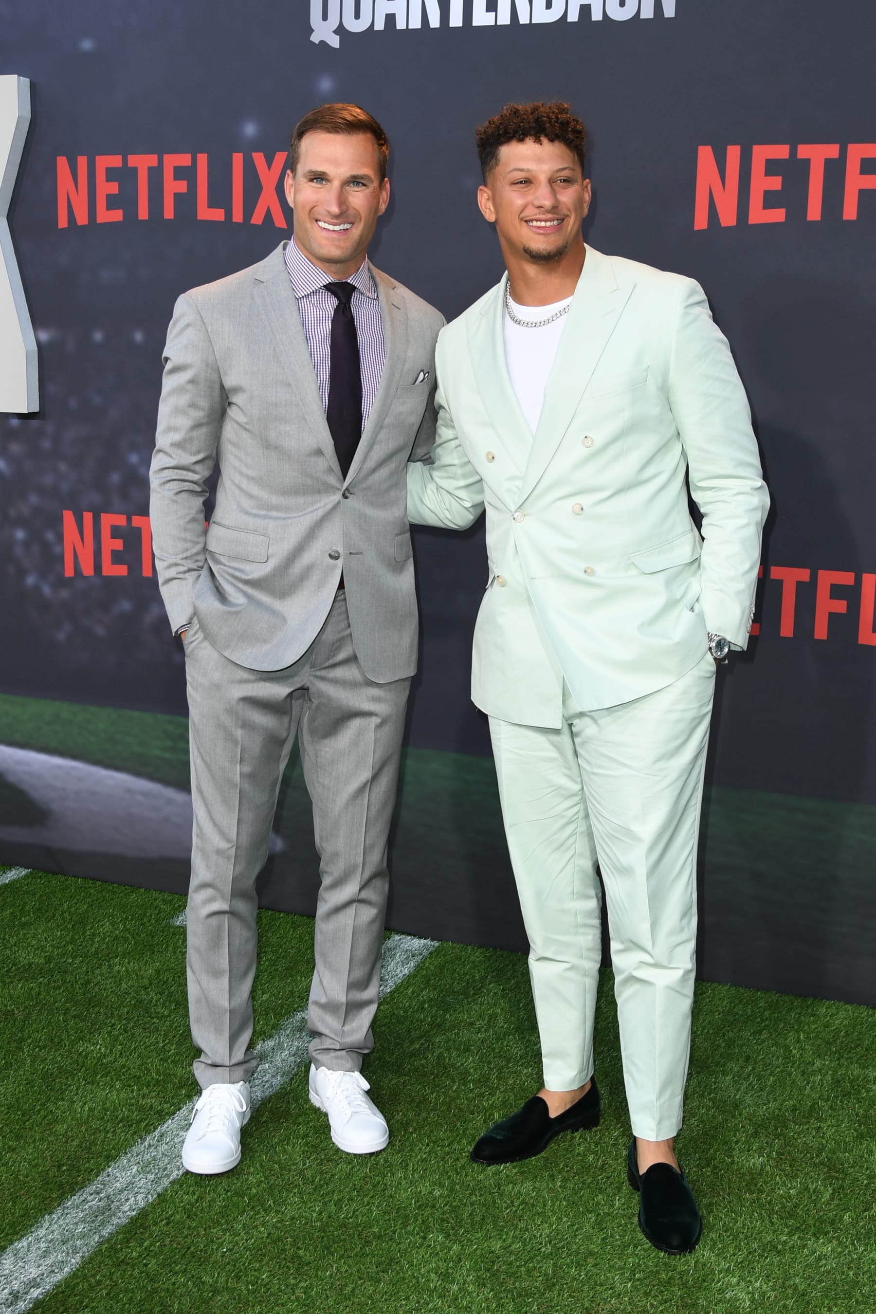 HOLLYWOOD, CALIFORNIA - JULY 11: Kirk Cousins and Patrick Mahomes attend the Los Angeles Premiere Of Netflix's "Quarterback" at TUDUM Theater on July 11, 2023 in Hollywood, California. (Photo by JC Olivera/Getty Images)