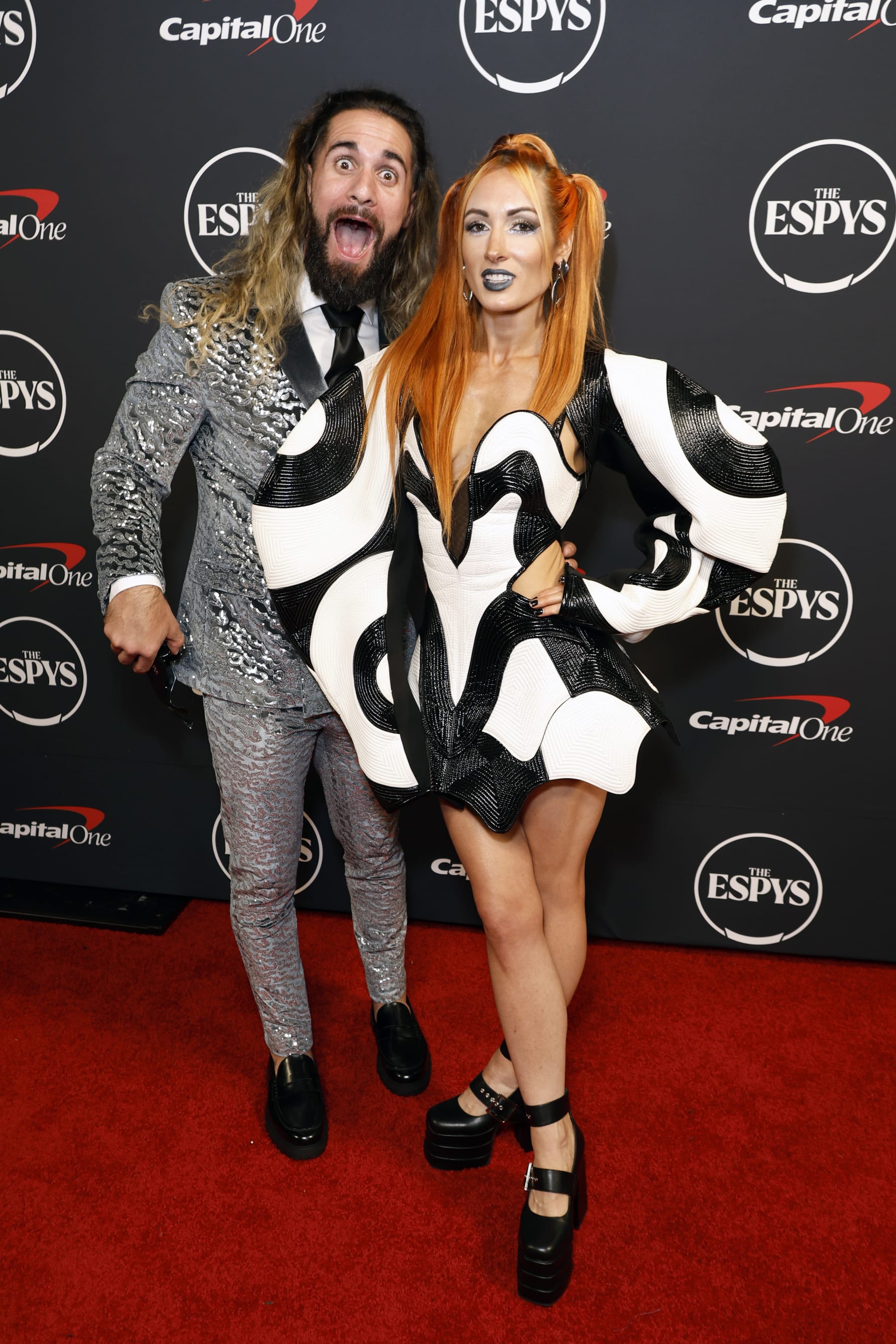 HOLLYWOOD, CALIFORNIA - JULY 12:  (L-R) Seth Rollins and Becky Lynch attend The 2023 ESPY Awards at Dolby Theatre on July 12, 2023 in Hollywood, California. (Photo by Frazer Harrison/Getty Images)