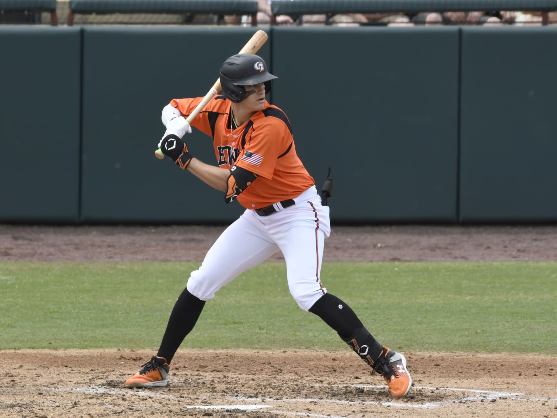 BOWIE, MARYLAND - APRIL 16, 2023: Coby Mayo #3 of the Bowie Baysox bats during the third inning against the Akron RubberDucks at Prince George's Stadium on April 16, 2023 in Bowie, Maryland. (Photo by Diamond Images via Getty Images)