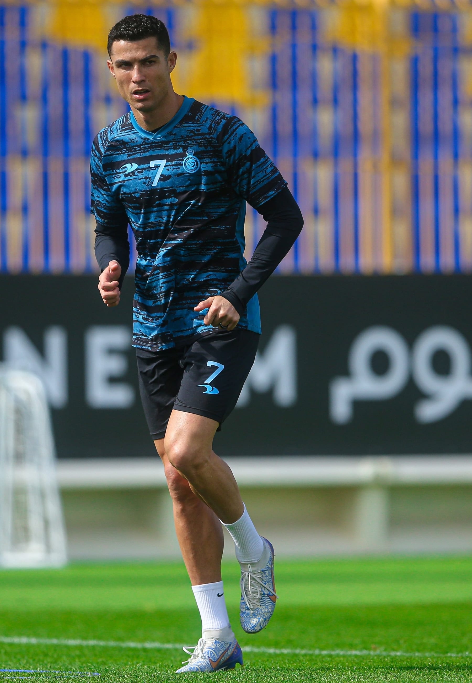RIYADH, SAUDI ARABIA - JANAURY 10: (----EDITORIAL USE ONLY - MANDATORY CREDIT - AL NASSR CLUB OF SAUDI ARABIA / HANDOUT' - NO MARKETING NO ADVERTISING CAMPAIGNS - DISTRIBUTED AS A SERVICE TO CLIENTS----) Cristiano Ronaldo of Al Nassr in action during training session of Al Nassr in Riyadh, Saudi Arabia on January 10, 2023. (Photo by AL Nassr Club of Saudi Arabia/Anadolu Agency via Getty Images)