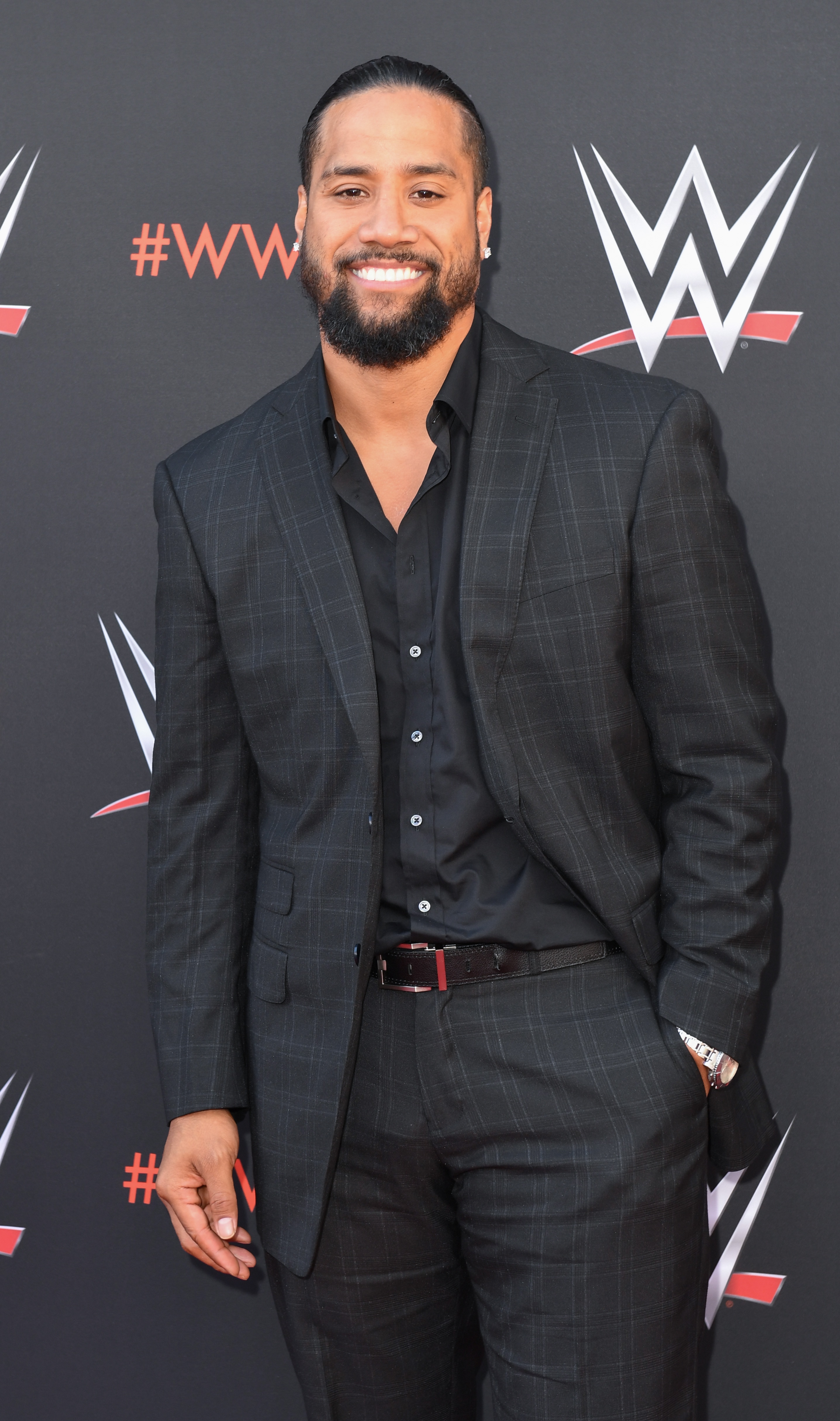 Wrestler Jimmy Uso arrives at the first-ever WWE Emmy For Your Consideration event at the TV Academy  Saban Media Center, in North Hollywood (near Los Angeles), on June 6, 2018 (Photo by VALERIE MACON / AFP)        (Photo credit should read VALERIE MACON/AFP via Getty Images)