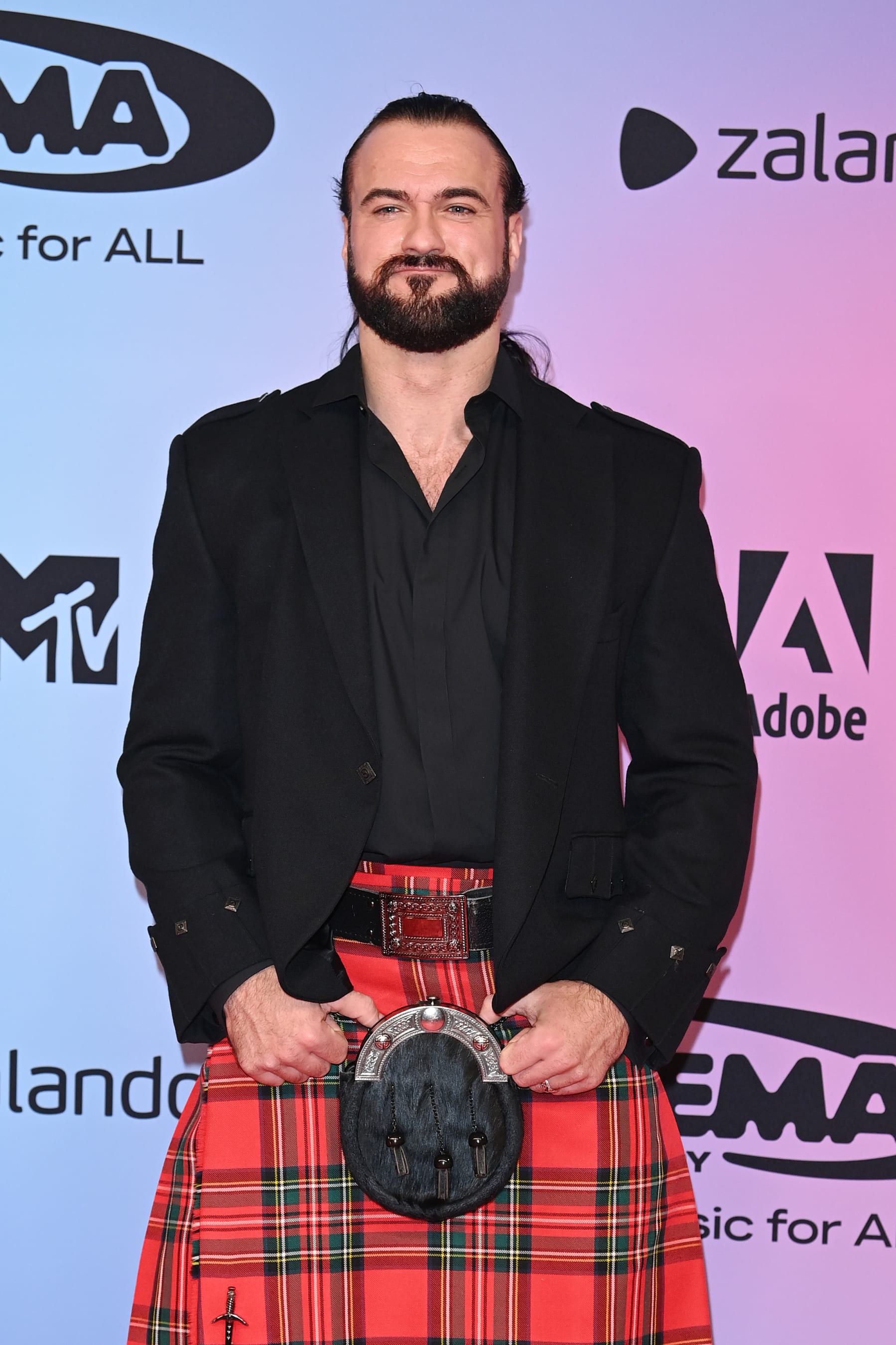 BUDAPEST, HUNGARY - NOVEMBER 14: Drew McIntyre attends the MTV EMAs 2021 at the Papp Laszlo Budapest Sports Arena on November 14, 2021 in Budapest, Hungary. (Photo by Daniele Venturelli/Daniele Venturelli/WireImage )
