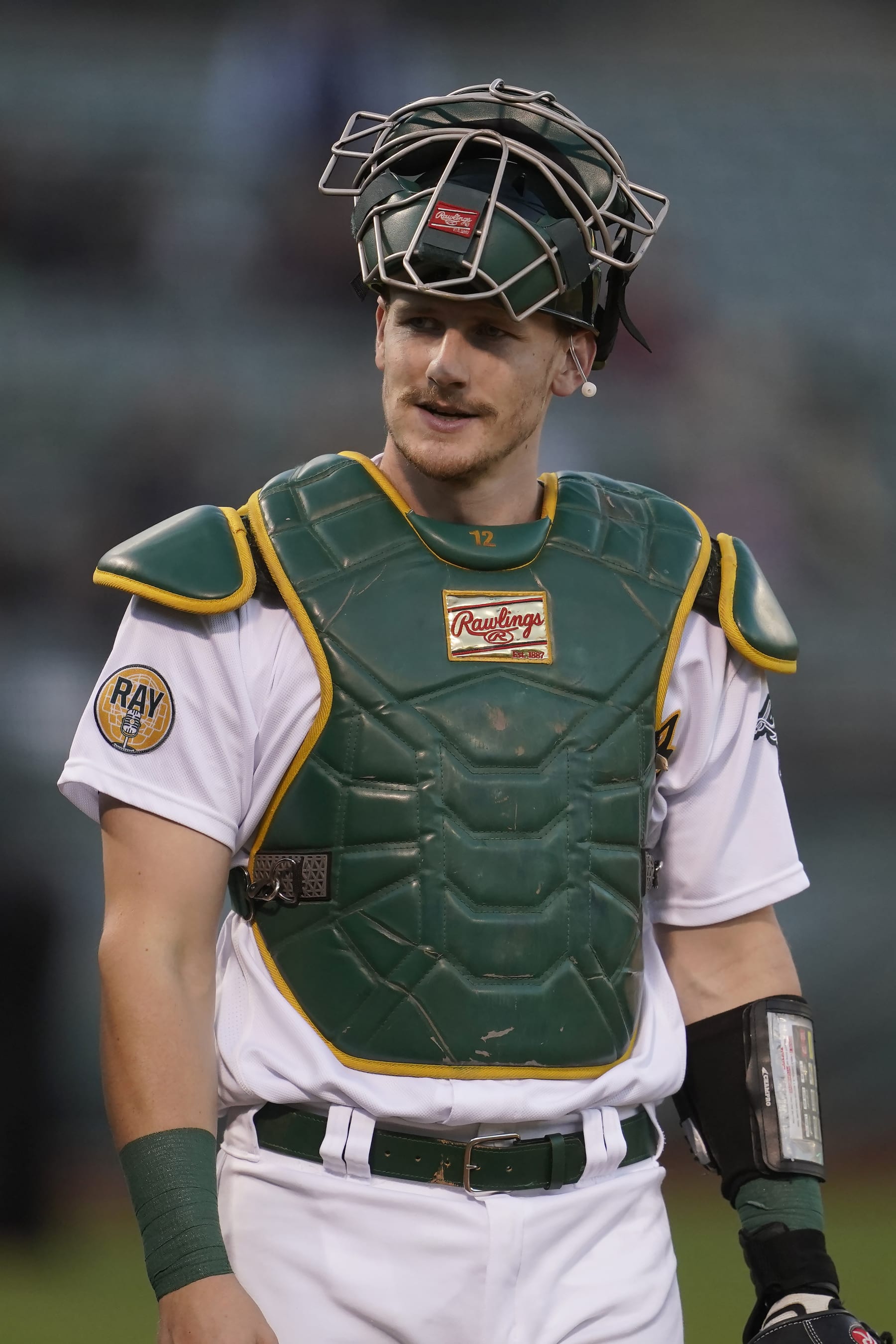 Oakland Athletics' Sean Murphy during a baseball game against the Seattle Mariners in Oakland, Calif., Wednesday, Sept. 21, 2022. (AP Photo/Jeff Chiu)
