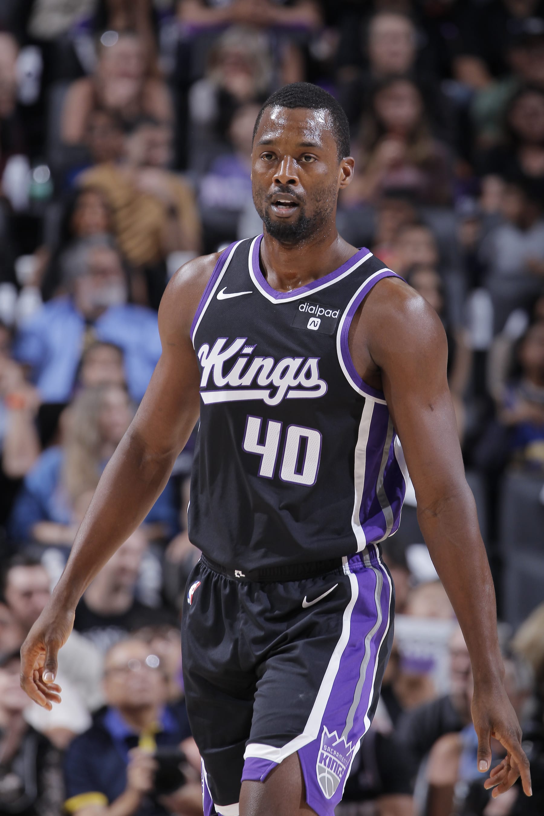 SACRAMENTO, CA - OCTOBER 15: Harrison Barnes #40 of the Sacramento Kings looks on during the game against the Golden State Warriors on October 15, 2023 at Golden 1 Center in Sacramento, California. NOTE TO USER: User expressly acknowledges and agrees that, by downloading and or using this photograph, User is consenting to the terms and conditions of the Getty Images Agreement. Mandatory Copyright Notice: Copyright 2023 NBAE (Photo by Rocky Widner/NBAE via Getty Images)