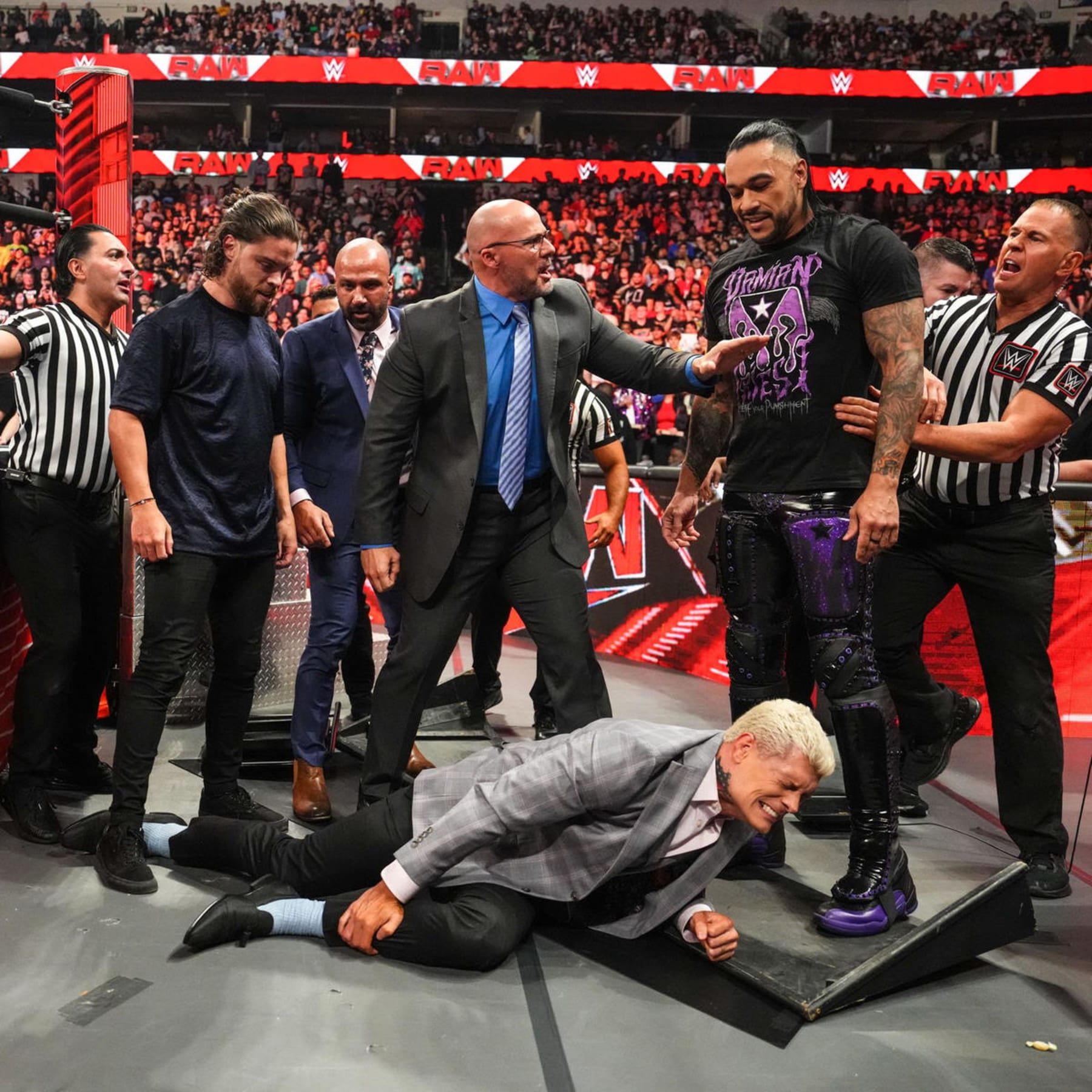 Damian Priest revels in the damage he has done to his Crown Jewel opponent, Cody Rhodes.