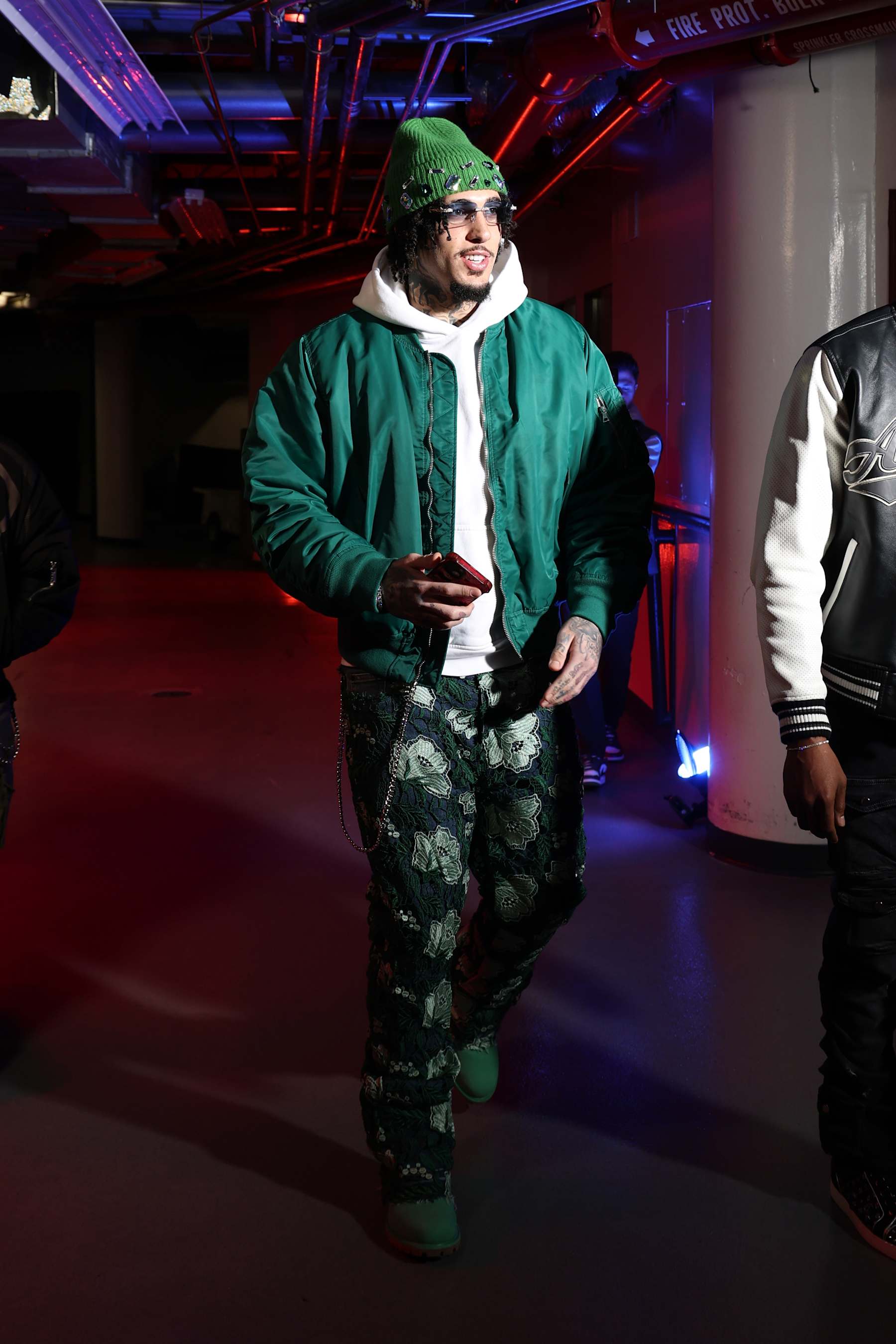 CHICAGO, IL - JANUARY 17: LiAngelo Ball arrives to the arena before the game between the Charlotte Hornets  and the Chicago Bulls on January 17, 2025 at United Center in Chicago, Illinois. NOTE TO USER: User expressly acknowledges and agrees that, by downloading and or using this photograph, User is consenting to the terms and conditions of the Getty Images License Agreement. Mandatory Copyright Notice: Copyright 2025 NBAE (Photo by Jeff Haynes/NBAE via Getty Images)