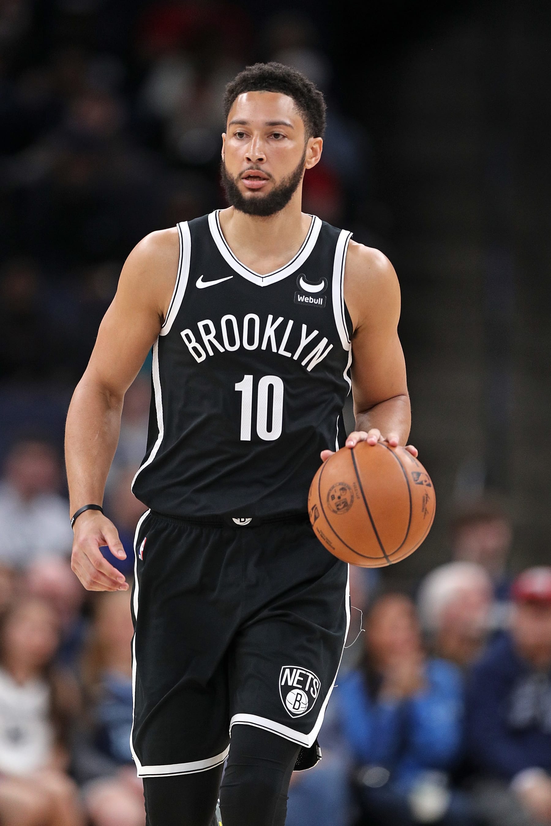 MEMPHIS, TENNESSEE - FEBRUARY 26: Ben Simmons #10 of the Brooklyn Nets brings the ball up court during the game against the Memphis Grizzlies at FedExForum on February 26, 2024 in Memphis, Tennessee. NOTE TO USER: User expressly acknowledges and agrees that, by downloading and or using this photograph, User is consenting to the terms and conditions of the Getty Images License Agreement. (Photo by Justin Ford/Getty Images)
