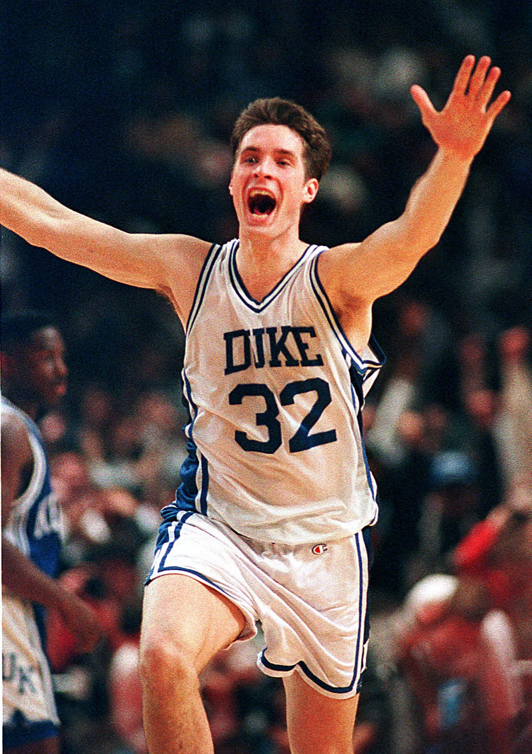 Duke's Christian Laettner celebrates "the shot"
