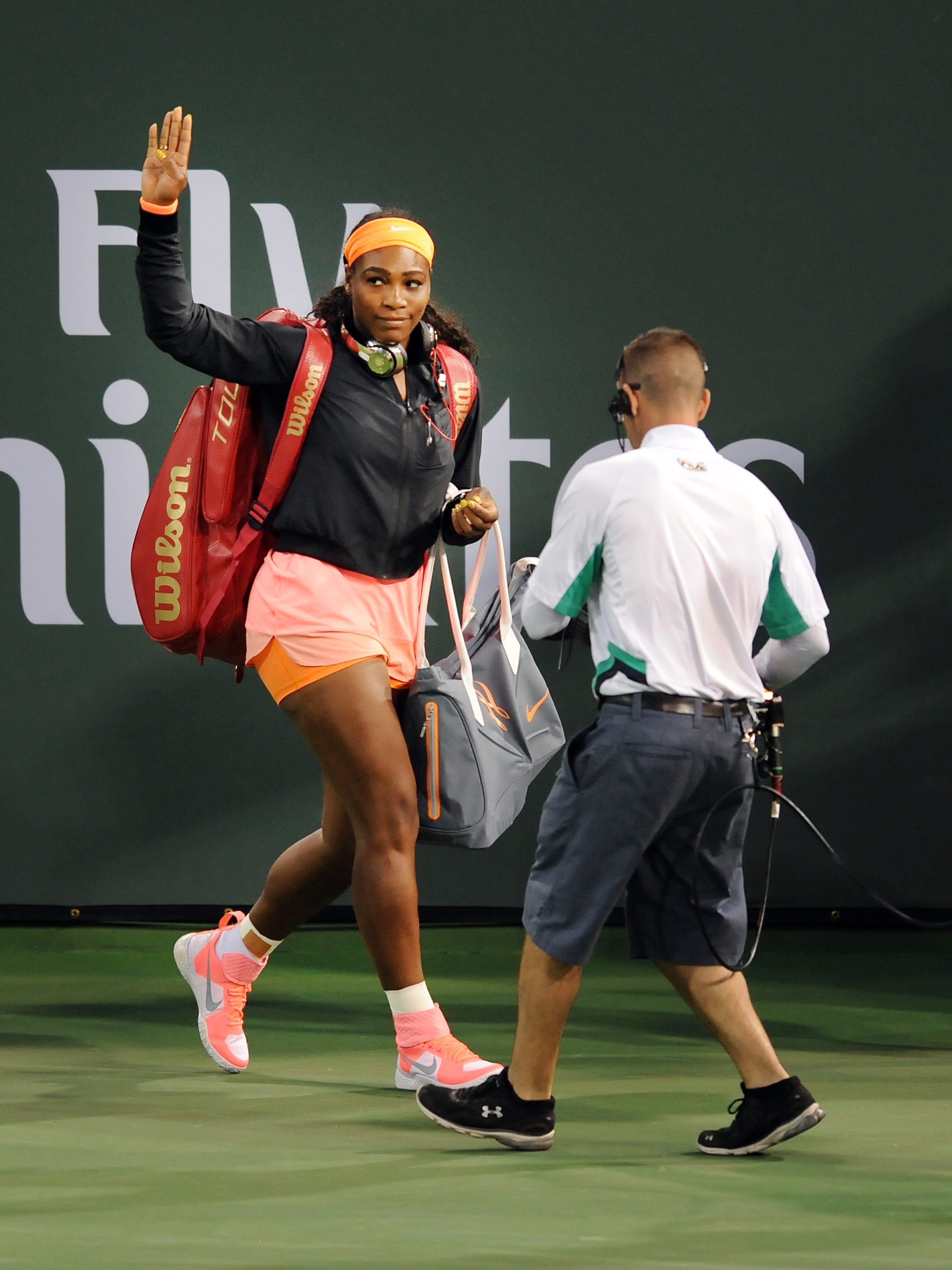 13 Mar. 2015: Serena Williams (USA) walks onto center court of the Indian Wells Tennis Garden for the first time in 14 years to play a match against Monica Niculescu (ROU) during the BNP Paribas Open Tennis Tournament played at the Indian Well Tennis Garden in Indian Wells, CA. (Photo by John Cordes/Icon Sportswire/Corbis/Icon Sportswire via Getty Images)