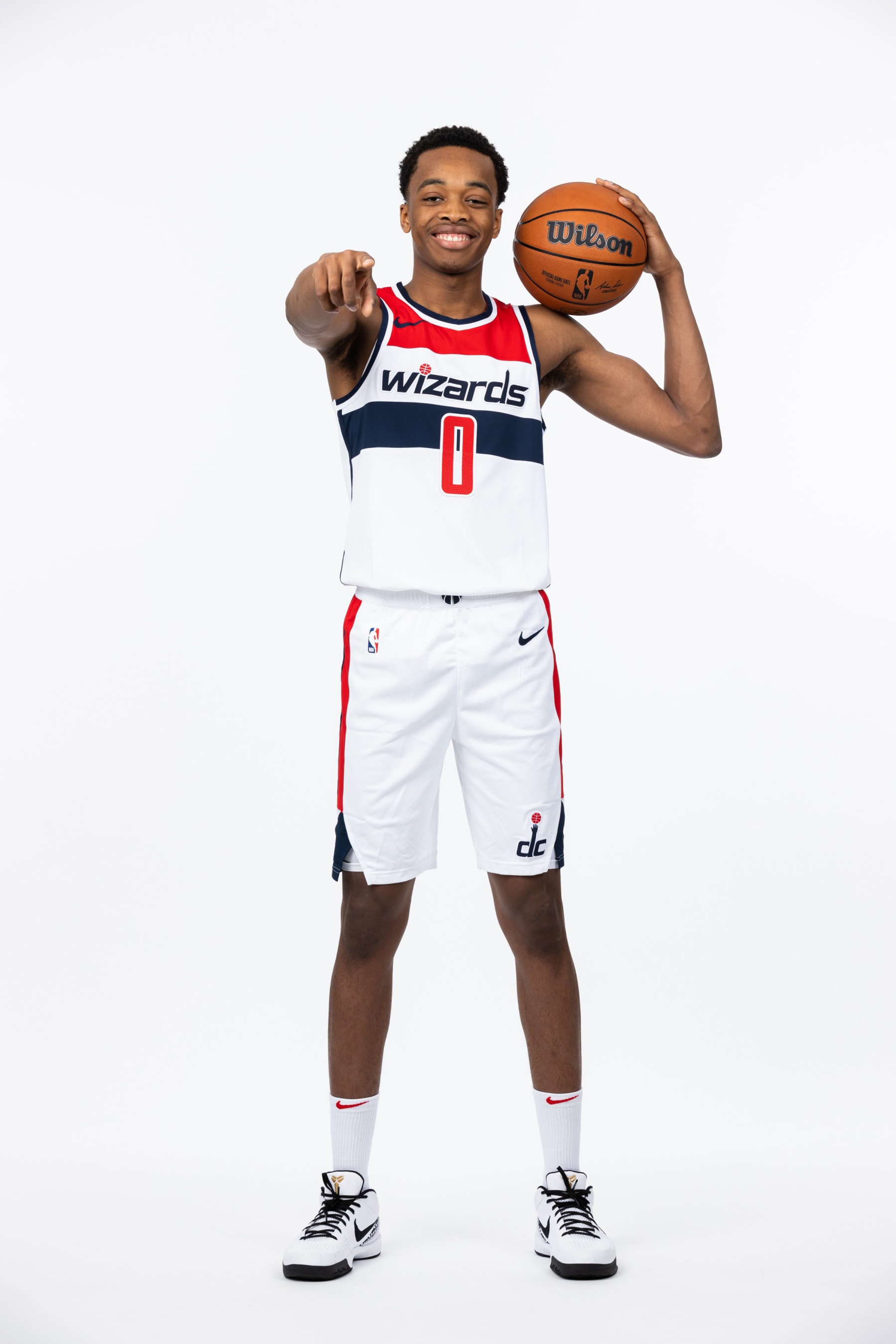 WASHINGTON, DC - JUNE 24: Bilal Coulibaly #0 of the Washington Wizards poses for a portrait on June 24, 2023 at The Anthem in Washington, DC. NOTE TO USER: User expressly acknowledges and agrees that, by downloading and or using this photograph, User is consenting to the terms and conditions of the Getty Images License Agreement. (Photo by Stephen Gosling/NBAE via Getty Images)