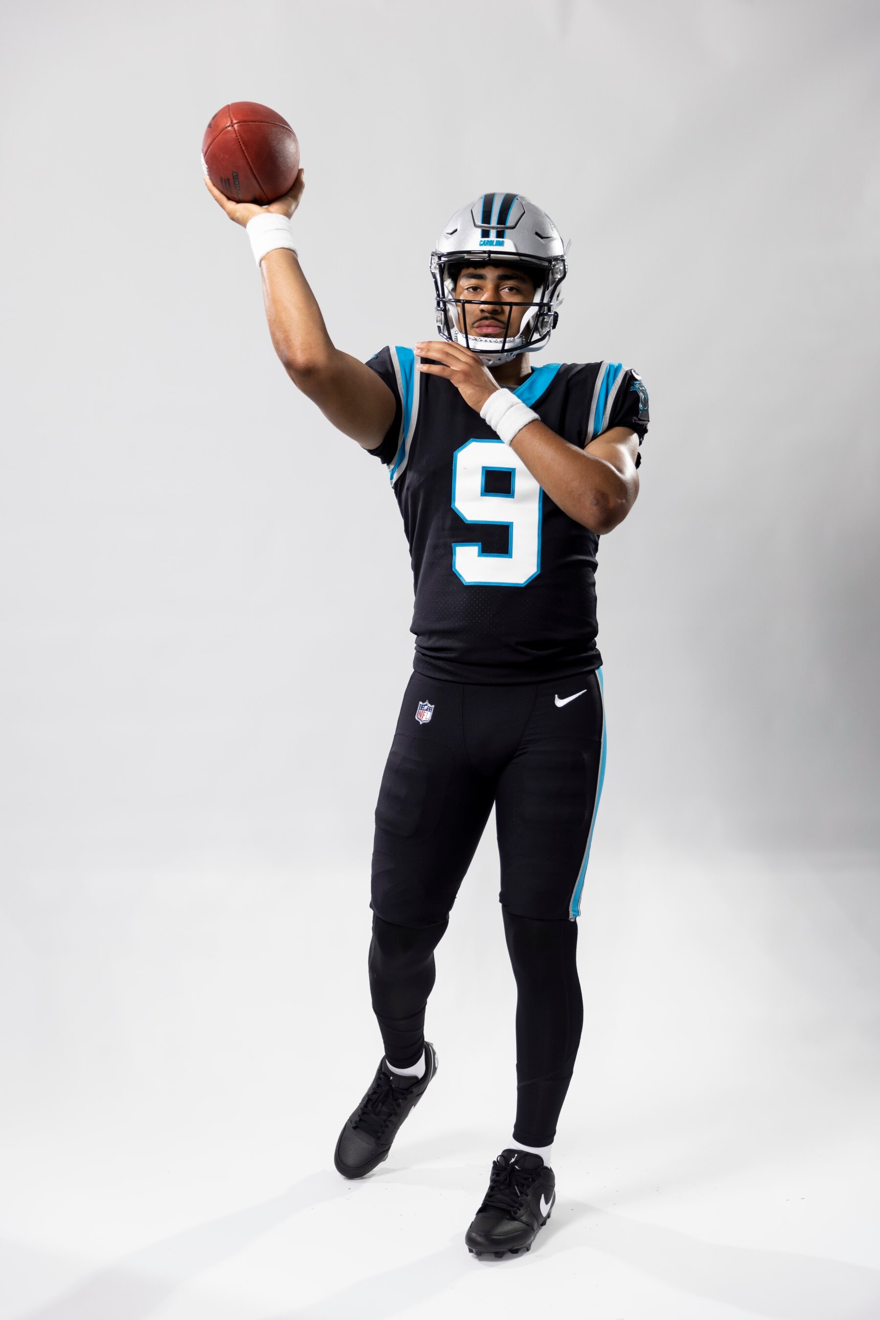 LOS ANGELES, CALIFORNIA - MAY 20: Bryce Young #9 of the Carolina Panthers poses for a portrait during the NFLPA Rookie Premiere on May 20, 2023 in Los Angeles, California. (Photo by Michael Owens/Getty Images)