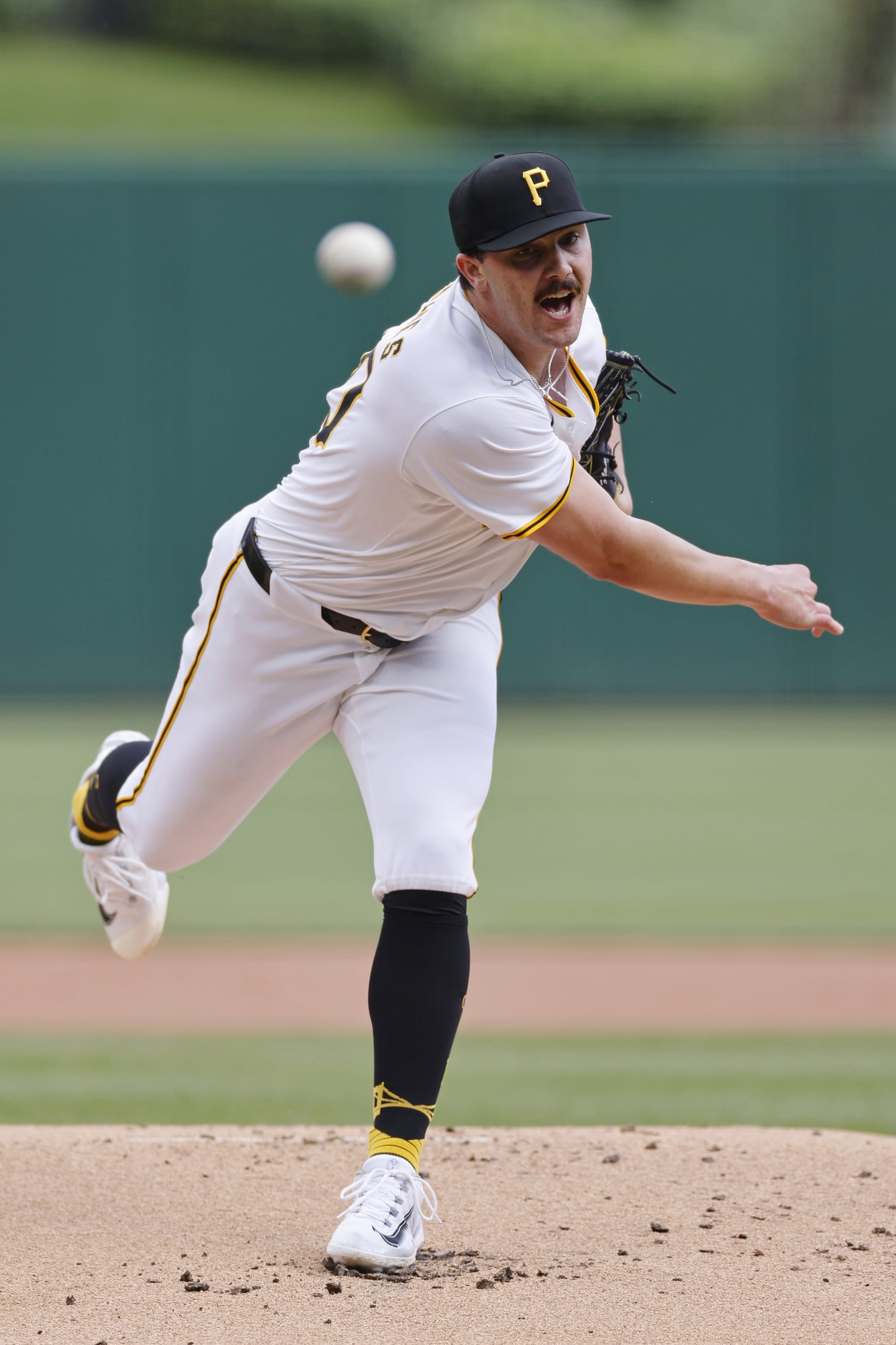 PITTSBURGH, PA - MAY 11: Pittsburgh Pirates pitcher Paul Skenes (30) delivers a pitch in his Major League debut during an MLB game against the Chicago Cubs on May 11, 2024 at PNC Park in Pittsburgh, Pennsylvania. (Photo by Joe Robbins/Icon Sportswire via Getty Images)