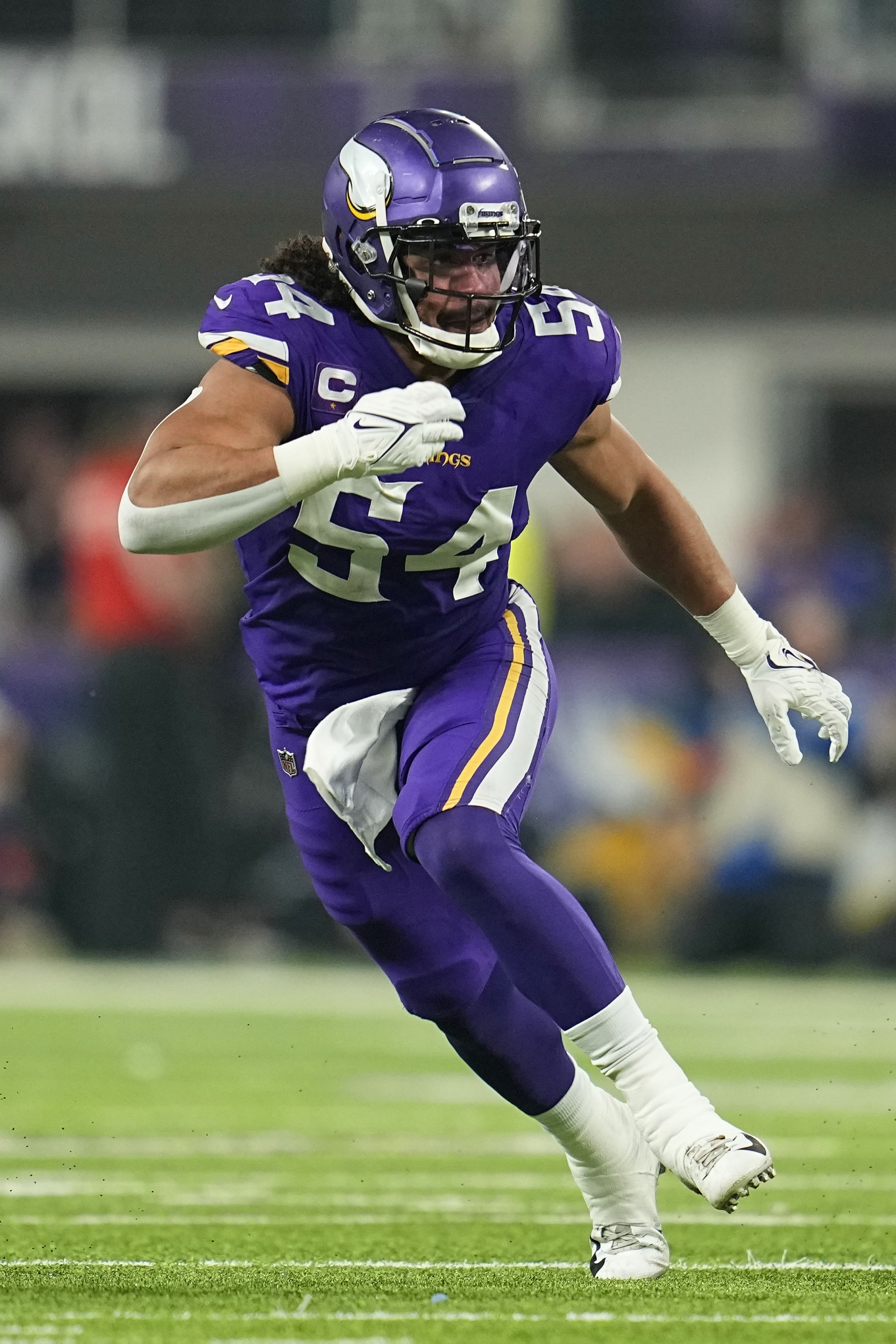 Minnesota Vikings linebacker Eric Kendricks (54) defends across the field during the second half of an NFL wild-card football game against the New York Giants, Sunday, Jan. 15, 2023, in Minneapolis. (AP Photo/Abbie Parr)