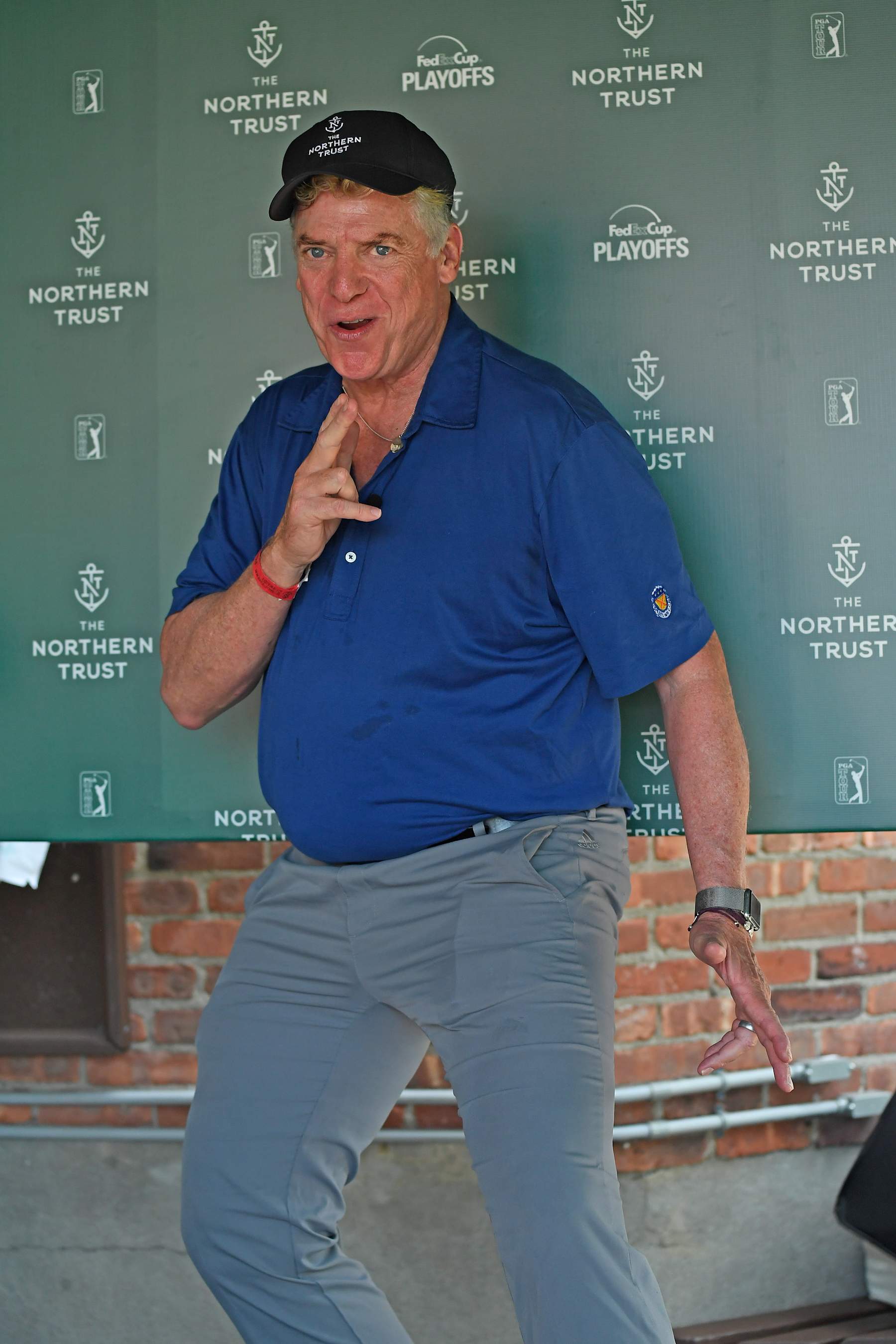 PARAMUS, NJ - AUGUST 24: Christopher McDonald (Shooter McGavin from Happy Gilmore) stops by the interview area during the second round of THE NORTHERN TRUST at Ridgewood Country Club on August 24, 2018 in Paramus, New Jersey. (Photo by Chris Condon/PGA TOUR)
