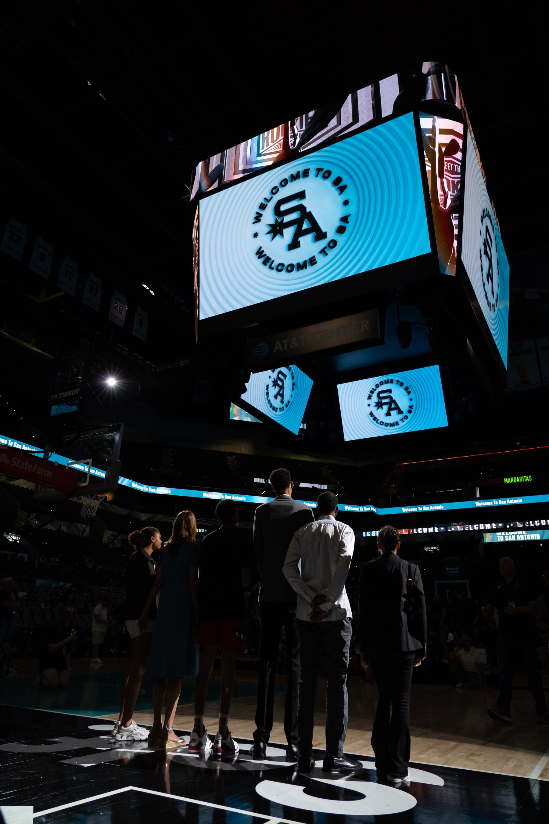 SAN ANTONIO, TX - JUNE 24: Victor Wembanyama looks on before addressing the media and fans on June 24, 2023 at AT&T Center in San Antonio, Texas. NOTE TO USER: User expressly acknowledges and agrees that, by downloading and or using this photograph, user is consenting to the terms and conditions of the Getty Images License Agreement. Mandatory Copyright Notice: Copyright 2023 NBAE (Photos by Caitlin Smith/NBAE via Getty Images)