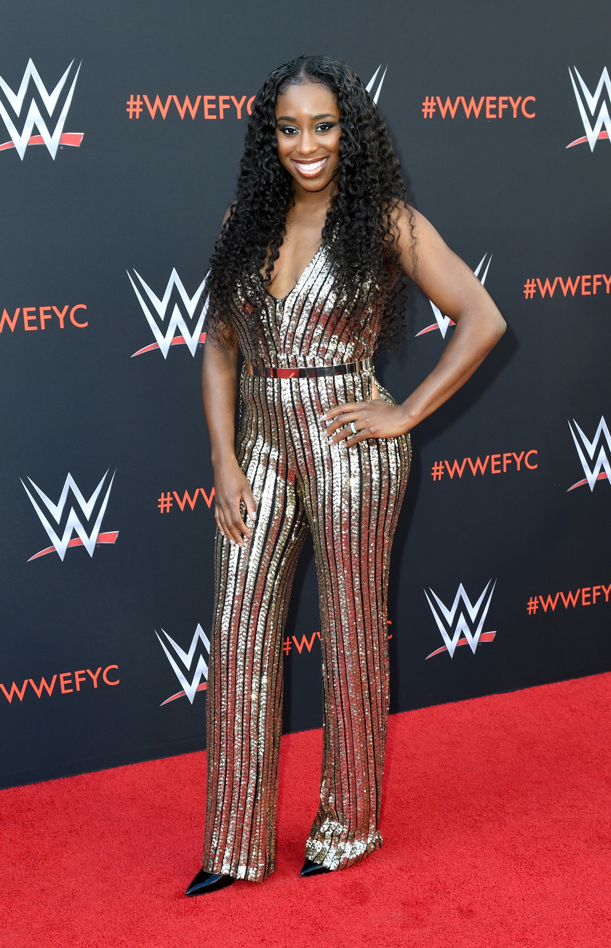 Pro wrestler Naomi arrives at the first-ever WWE Emmy For Your Consideration event at the TV Academy  Saban Media Center, in North Hollywood (near Los Angeles), on June 6, 2018 (Photo by VALERIE MACON / AFP)        (Photo credit should read VALERIE MACON/AFP via Getty Images)