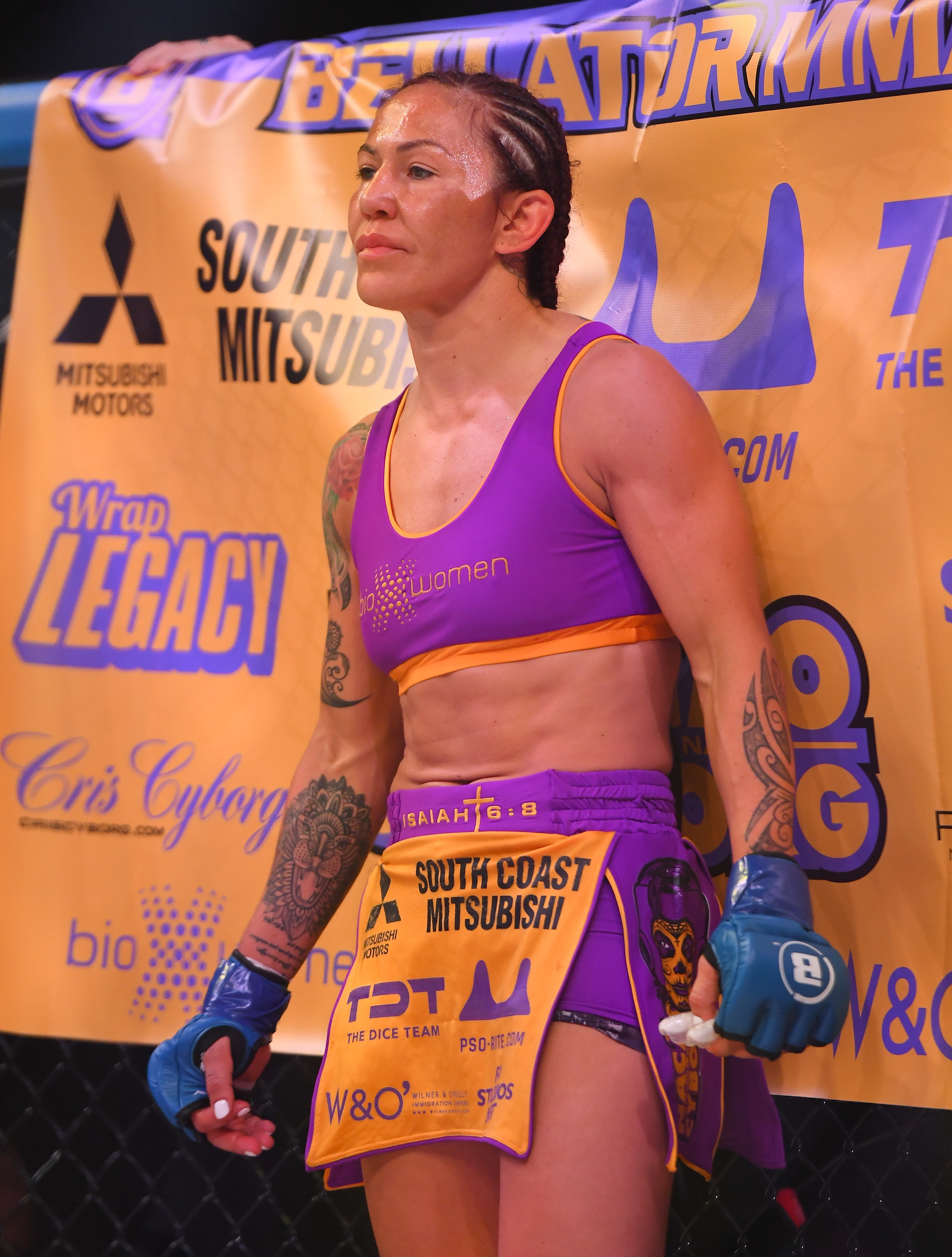 INGLEWOOD, CA - JANUARY 25:  Cris Cyborg stands in the cage for her their featherweight world title fight against Julia Budd at The Forum on January 25, 2020 in Inglewood, California. Cyborg won by TKO in the 4th round. (Photo by Jayne Kamin-Oncea/Getty Images)