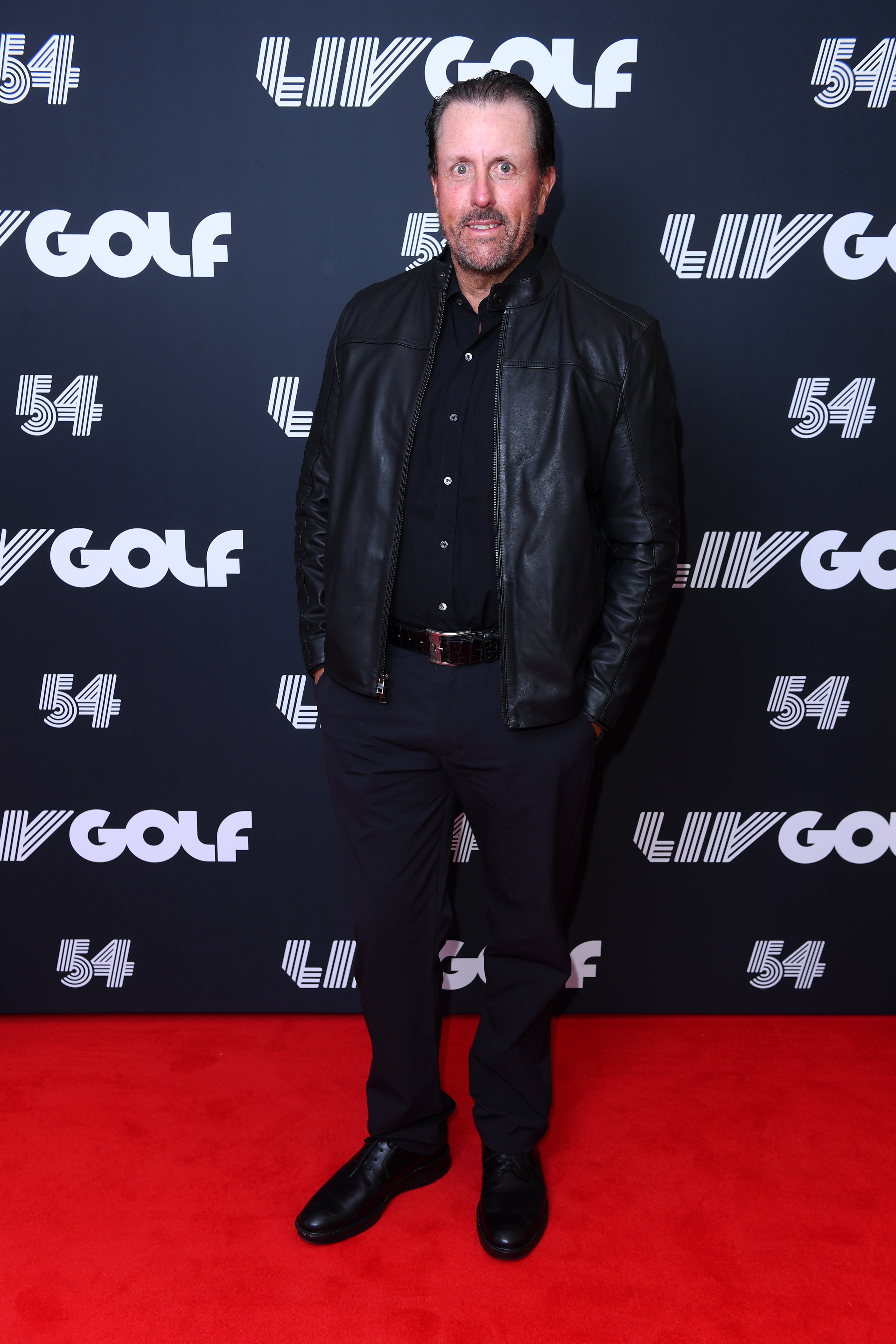LONDON, ENGLAND - JUNE 07: Phil Mickelson of the United States poses for a photograph on the red carpet prior to the LIV Golf Invitational - London Draft on June 07, 2022 in London, England. (Photo by Joe Maher/LIV Golf/Getty Images)