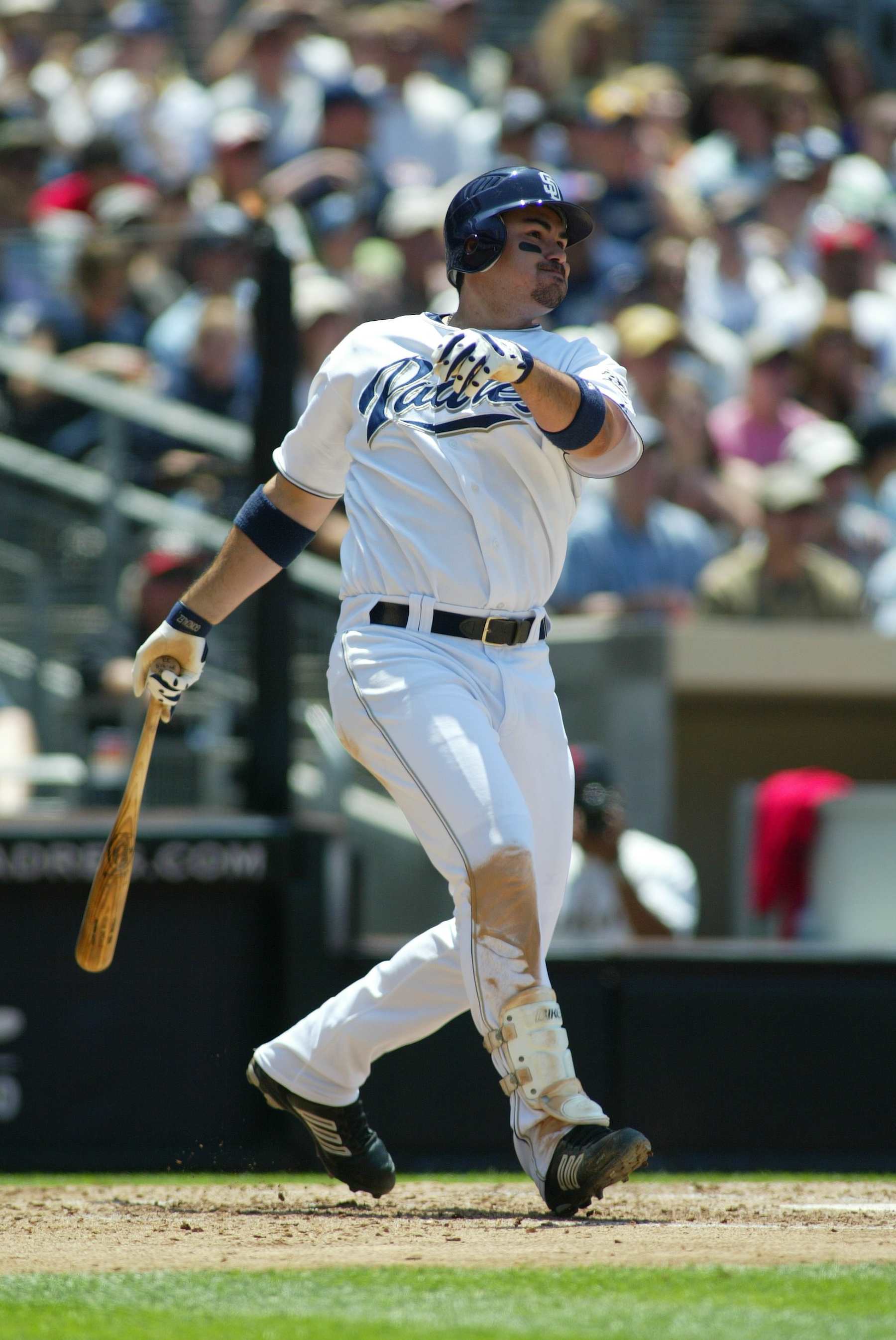 SAN DIEGO - MAY 27:  Adrian Gonzalez of the San Diego Padres bats during the game against the Milwaukee Brewers at Petco Park in San Diego, California on May 27, 2007.  The Padres defeated the Brewers 3-0.  (Photo by Rob Leiter/MLB via Getty Images) 
