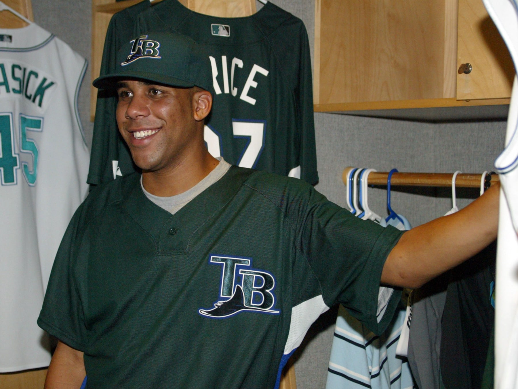 17 August 2007: Tampa Bay Devil Rays 2007 MLB amateur draft top pick out of Vanderbilt, David Price during his first official day as a Tampa Bay Devil Ray. David pitched in the bullpen for the Rays top brass and then met the media in the locker room in front of his new Devil Rays locker at Tropicana Field in St. Petersburg, Florida. (Photo by Cliff Welch /Icon SMI/Corbis/Icon Sportswire via Getty Images)