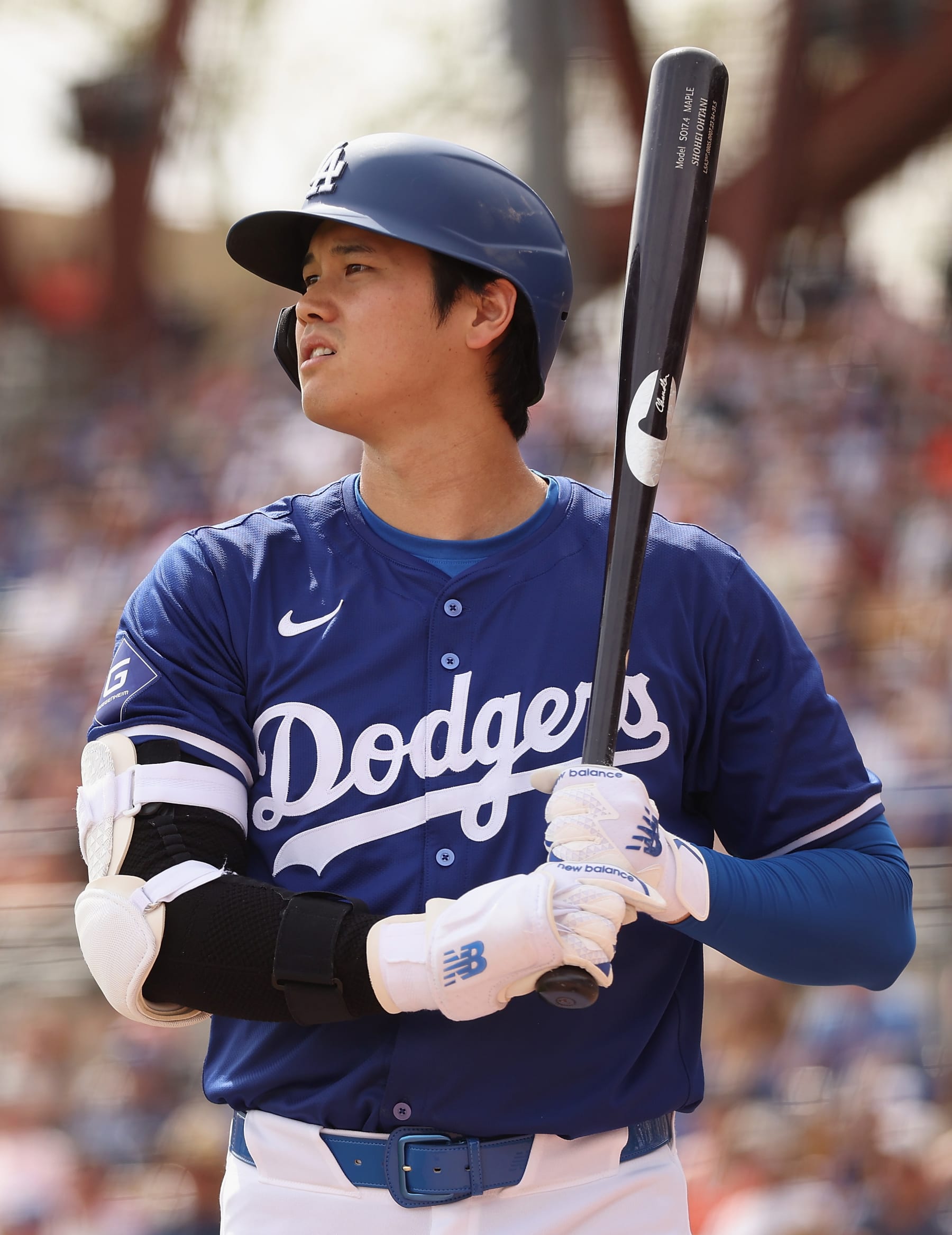 GLENDALE, ARIZONA - MARCH 12: Shohei Ohtani #17 of the Los Angeles Dodgers bats against the San Francisco Giants during the fifth inning of the MLB spring game at Camelback Ranch on March 12, 2024 in Glendale, Arizona. (Photo by Christian Petersen/Getty Images)