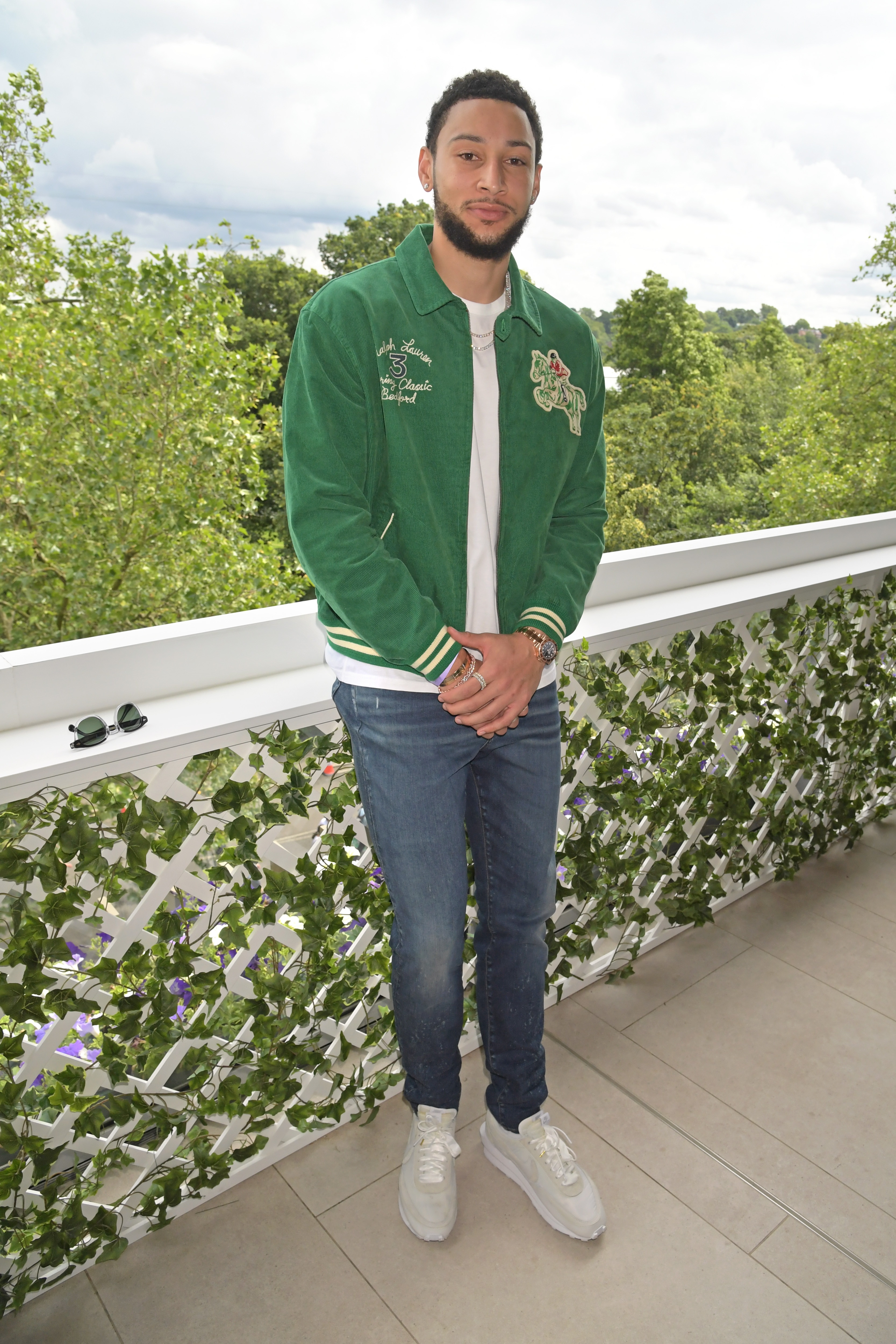 LONDON, ENGLAND - JULY 05:  Ben Simmons, wearing Polo Ralph Lauren, attends the Polo Ralph Lauren & British Vogue day during Wimbledon at All England Lawn Tennis and Croquet Club on July 5, 2021 in London, England.  (Photo by David M. Benett/Dave Benett/Getty Images for Ralph Lauren)