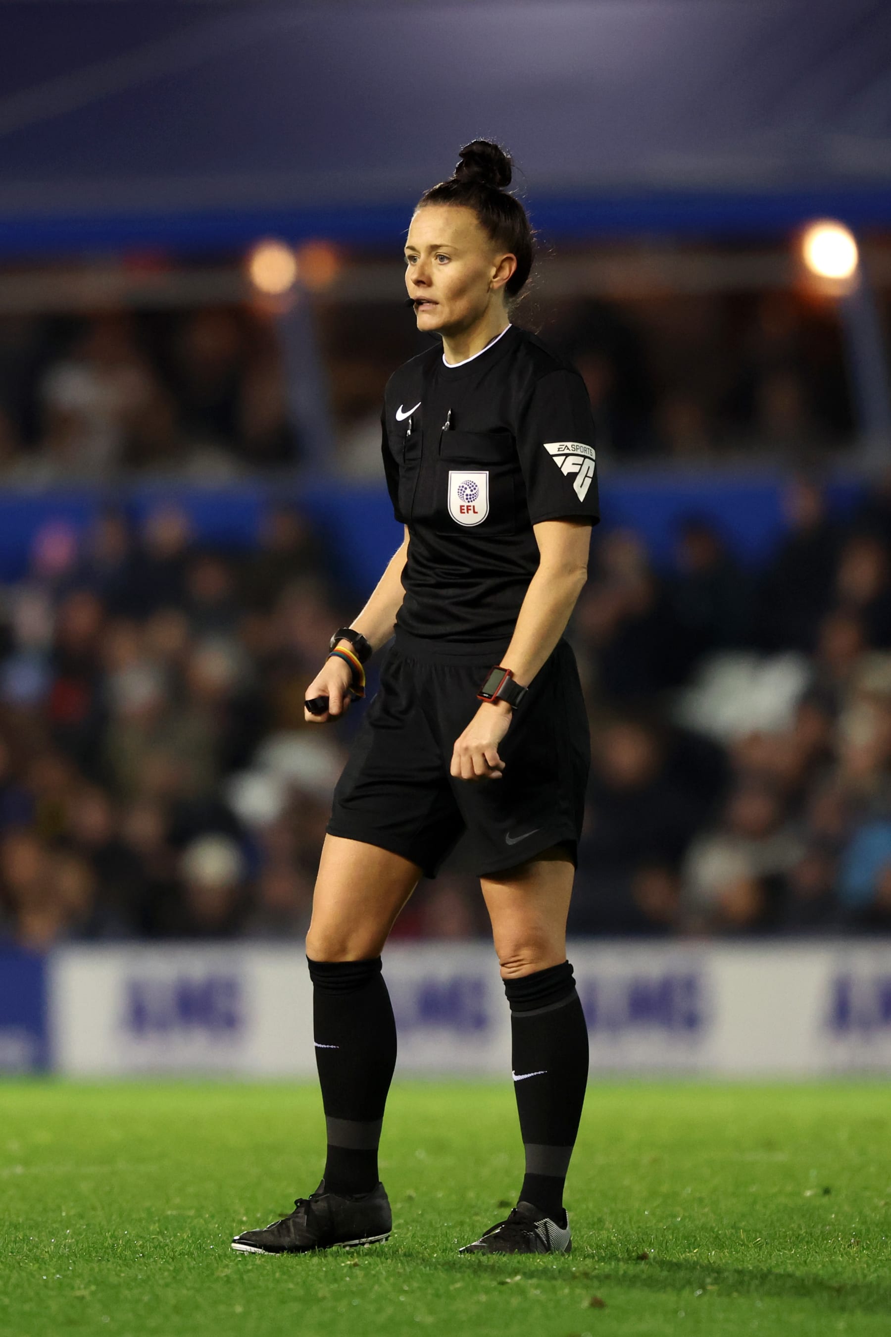 BIRMINGHAM, ENGLAND - NOVEMBER 25: Rebecca Welch, Referee in action during the Sky Bet Championship match between Birmingham City and Sheffield Wednesday at St Andrews on November 25, 2023 in Birmingham, England. (Photo by Morgan Harlow/Getty Images)