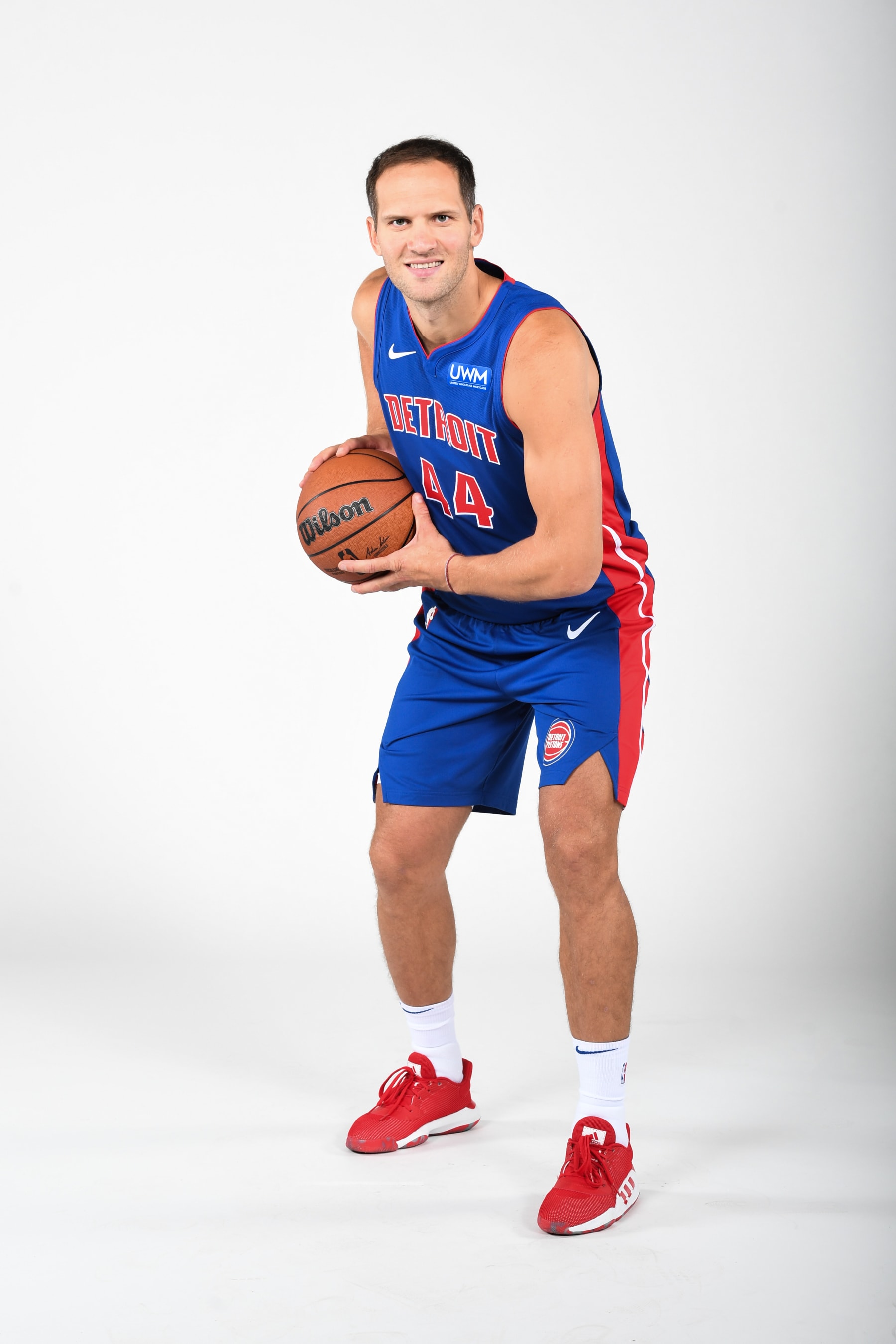 DETROIT, MICHIGAN - OCTOBER 2: Bojan Bogdanovic #44 of the Detroit Pistons poses for a portrait during the 2023-24 NBA Media Day at Little Caesars Arena on October 2, 2023 in Detroit, Michigan. NOTE TO USER: User expressly acknowledges and agrees that, by downloading and or using this photograph, User is consenting to the terms and conditions of the Getty Images License Agreement. Mandatory Copyright Notice: Copyright 2023 NBAE (Photo by Chris Schwegler/NBAE via Getty Images)