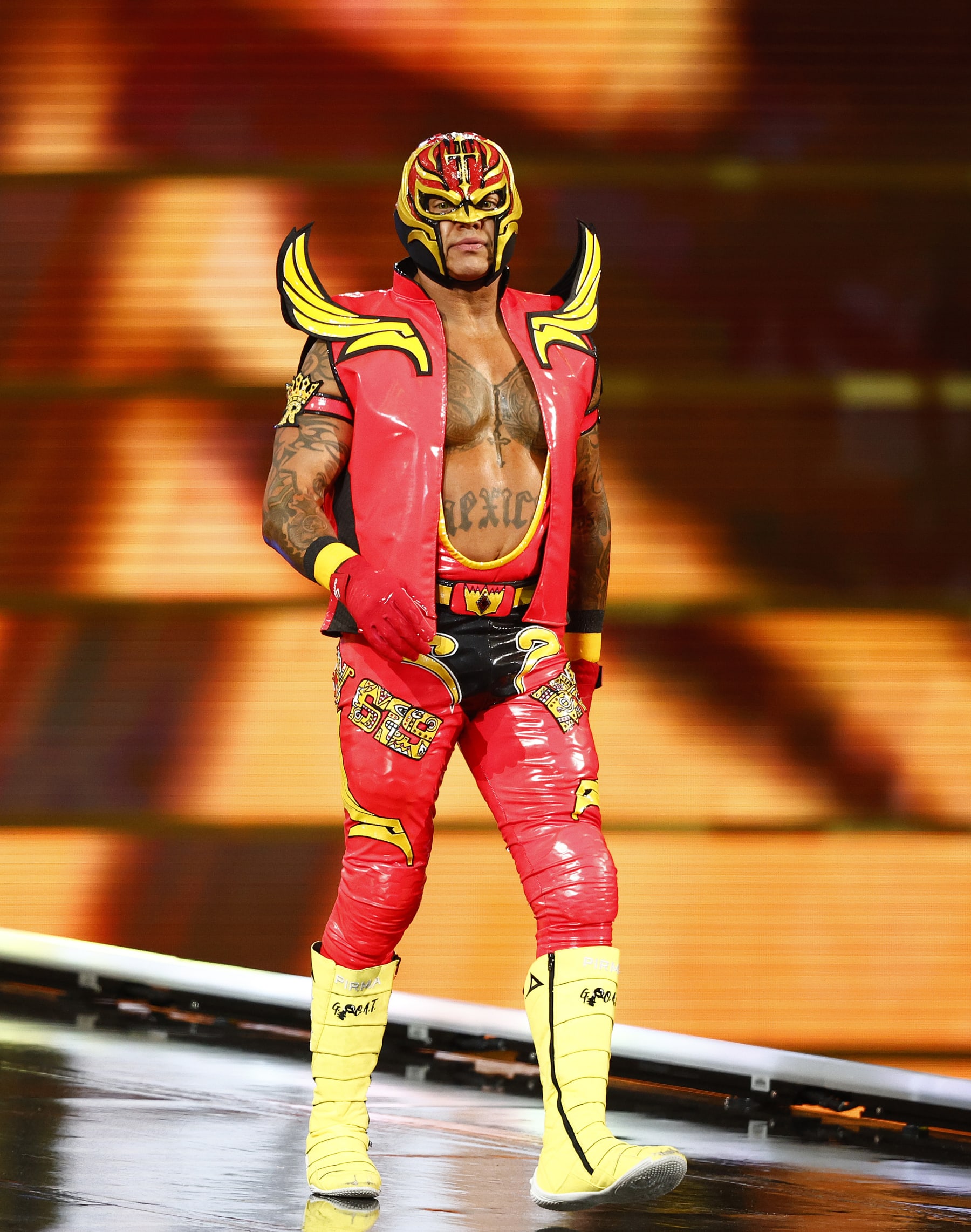 INGLEWOOD, CALIFORNIA - APRIL 01:  Rey Mysterio during WrestleMania Goes Hollywood at SoFi Stadium on April 01, 2023 in Inglewood, California. (Photo by Ronald Martinez/Getty Images)