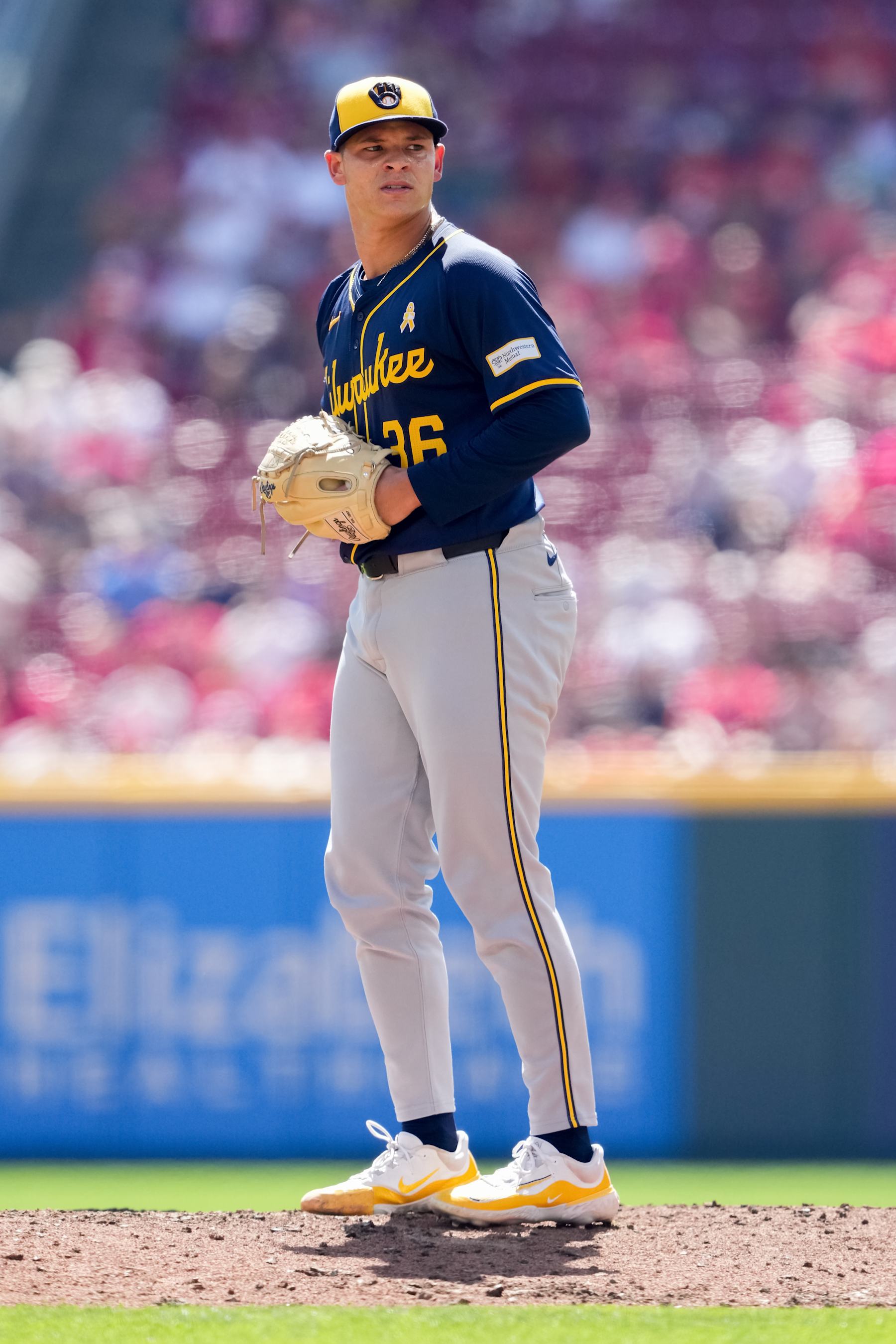 CINCINNATI, OHIO - SEPTEMBER 01: Tobias Myers #36 of the Milwaukee Brewers pitches in the second inning against the Cincinnati Reds at Great American Ball Park on September 01, 2024 in Cincinnati, Ohio. (Photo by Dylan Buell/Getty Images)